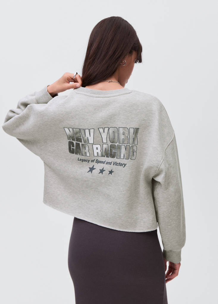 Printed cotton sweatshirt — Light Heather Grey