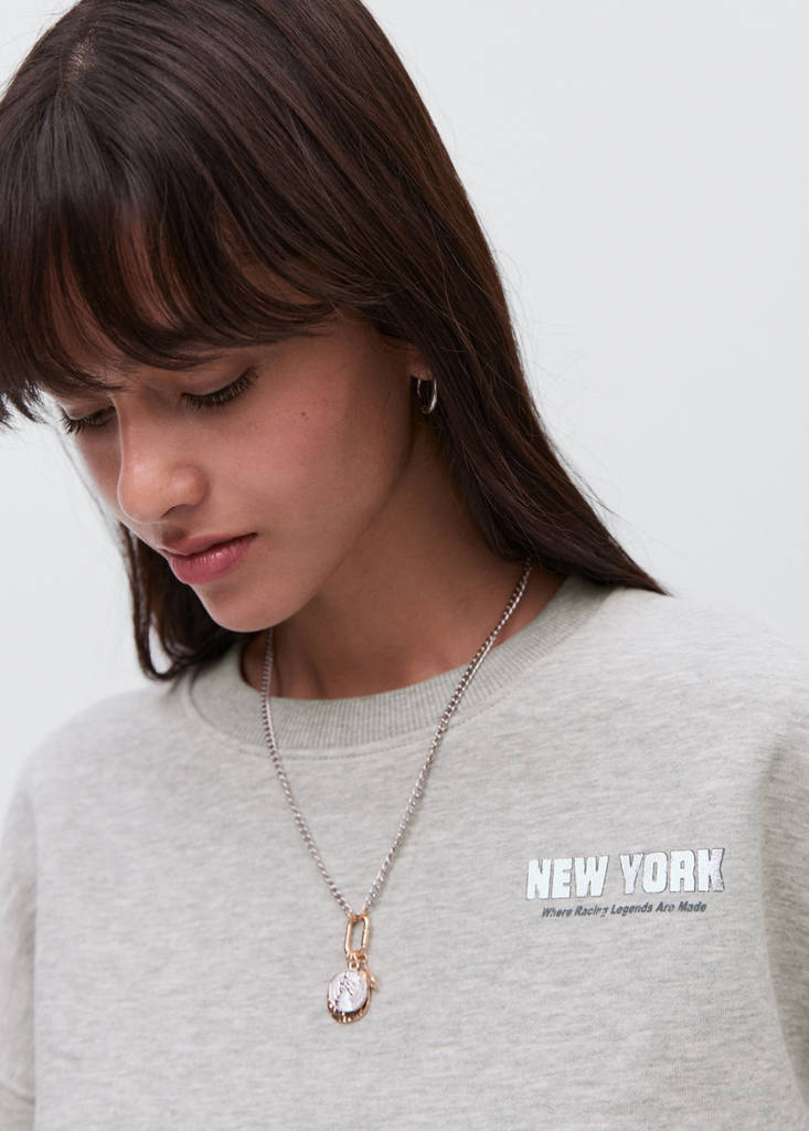 Printed cotton sweatshirt — Light Heather Grey