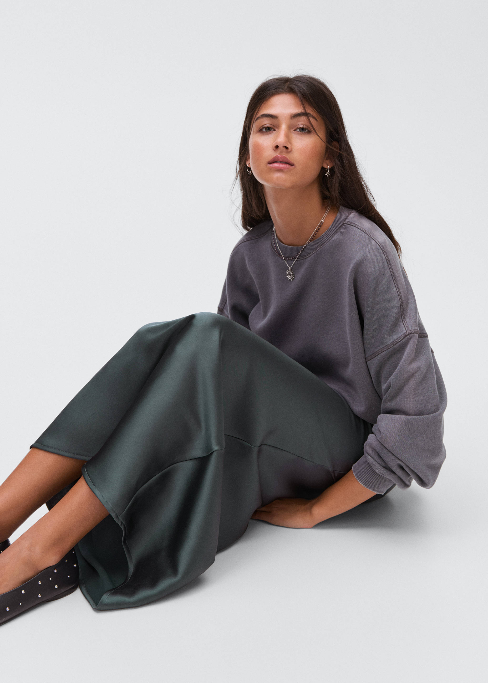 Satin long skirt - Details of the article 2