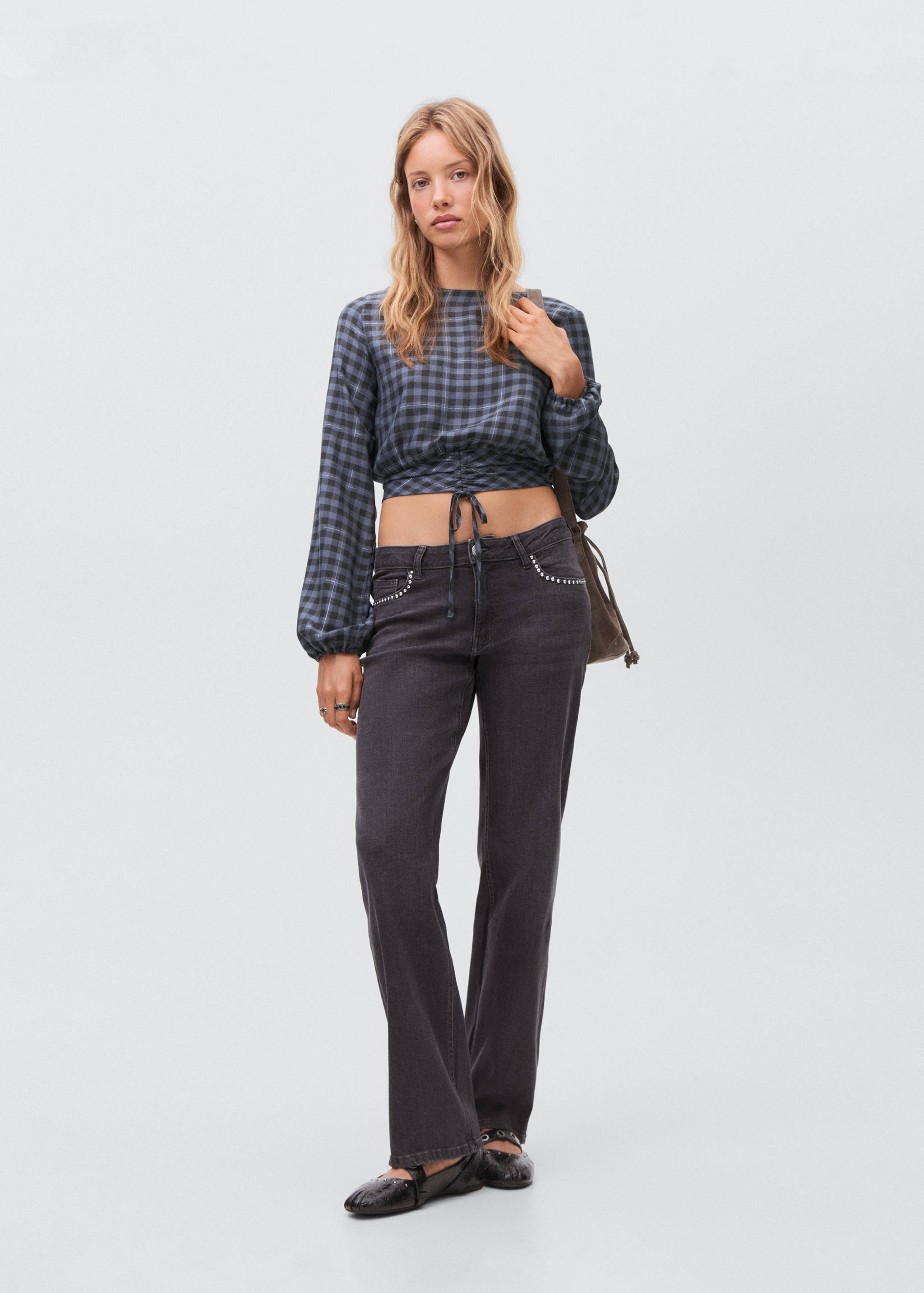 Check blouse with lurex detail - General plane