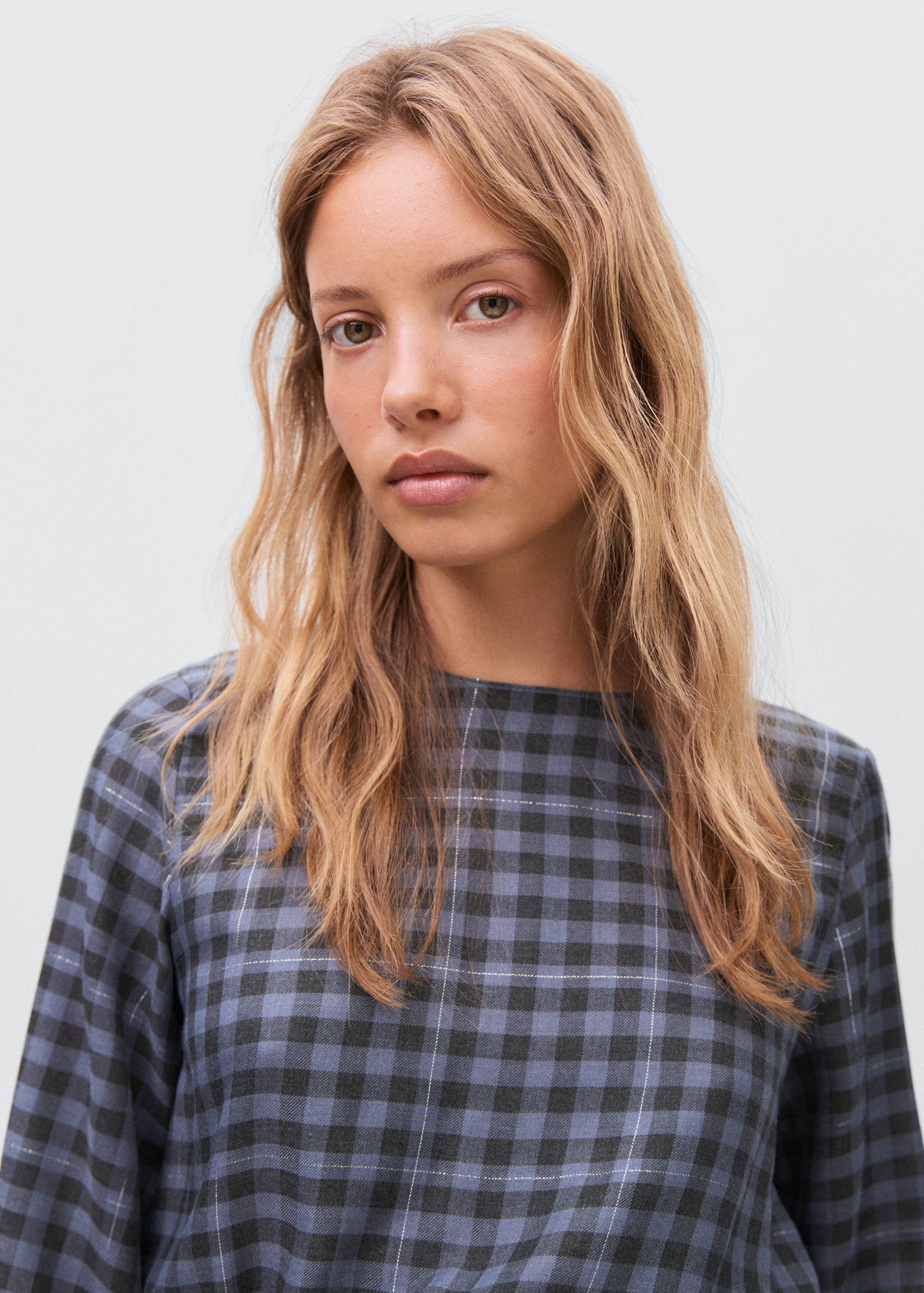 Check blouse with lurex detail - Details of the article 1