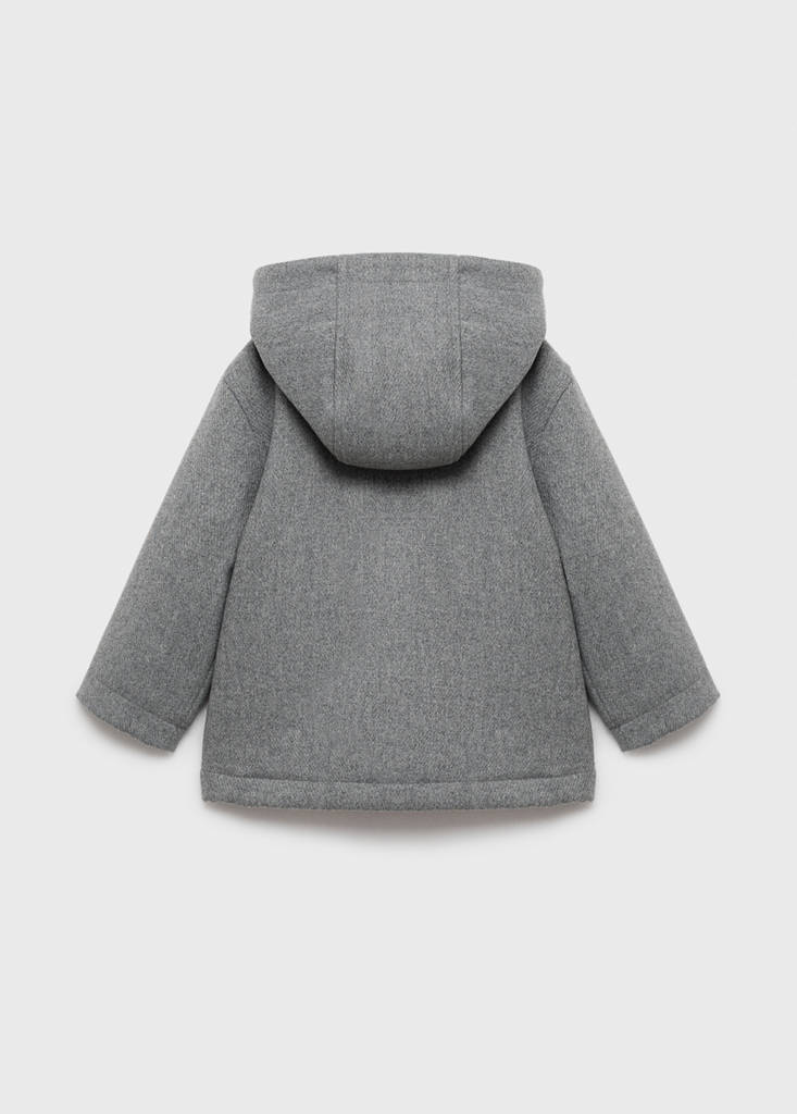Hooded coat with shearling-effect lining — Grey