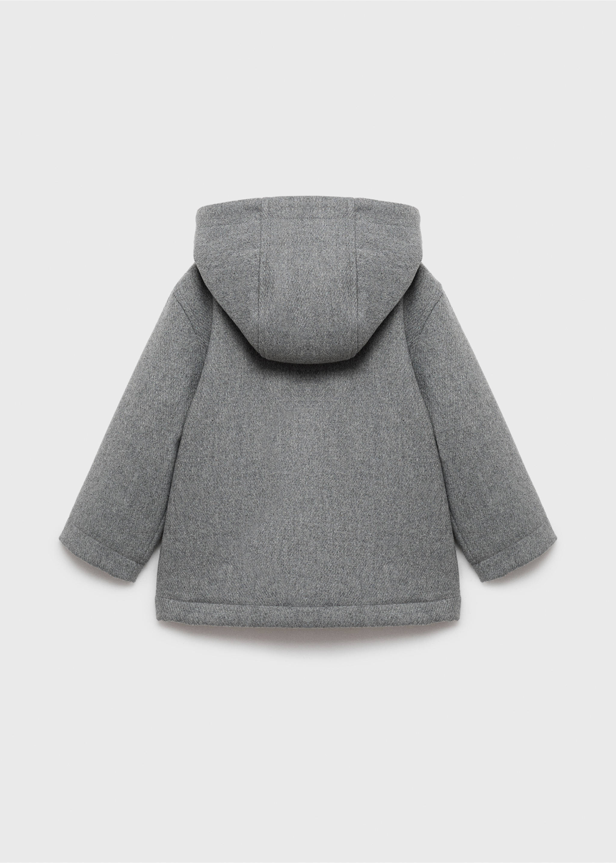 Hooded coat with shearling-effect lining - Reverse of the article, Grey. Ref: 17034780-00.