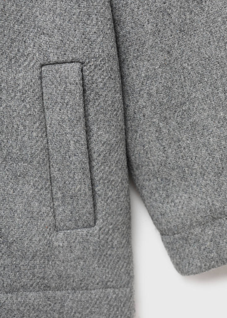 Hooded coat with shearling-effect lining — Grey