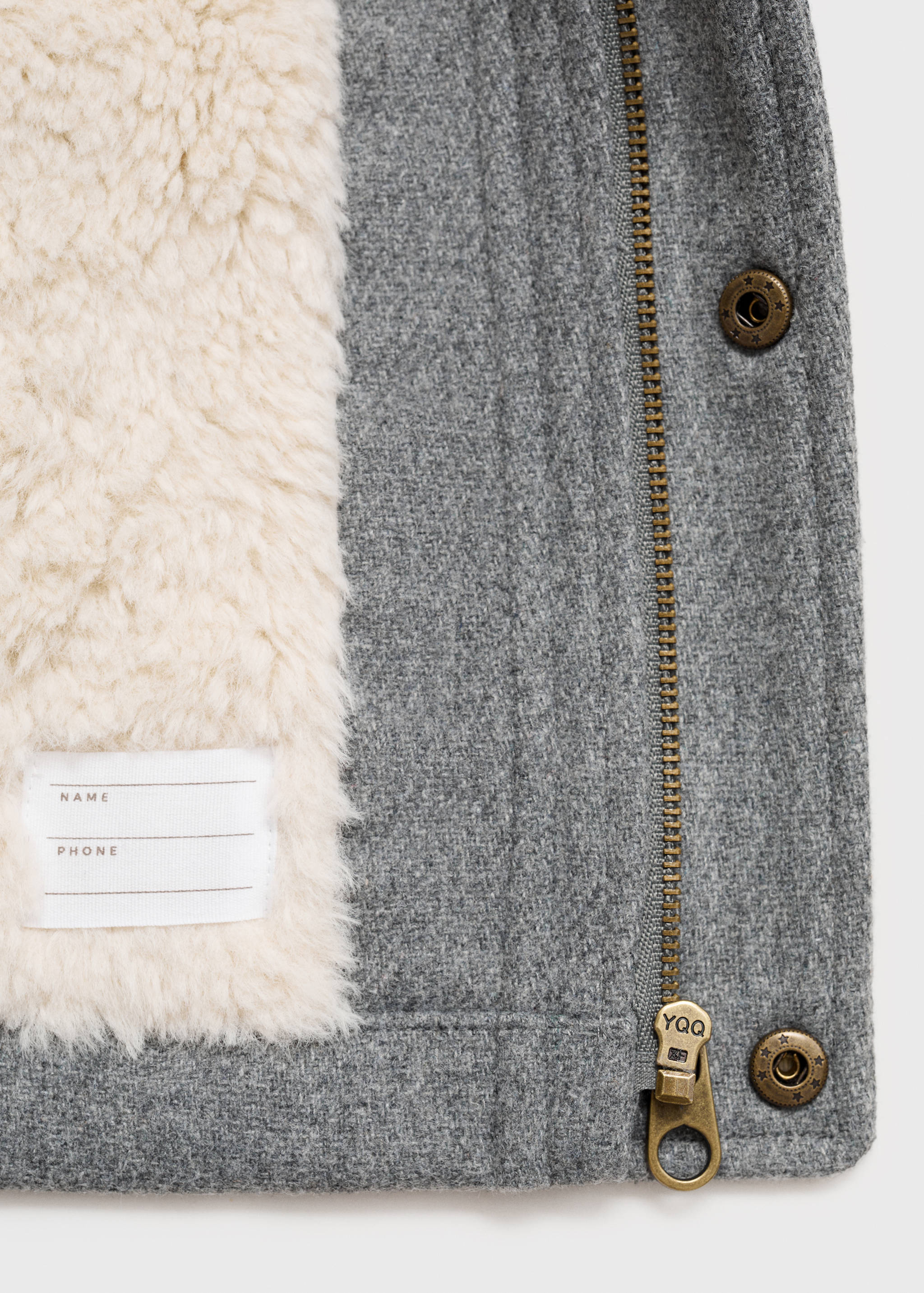 Hooded coat with shearling-effect lining - Details of the article 0