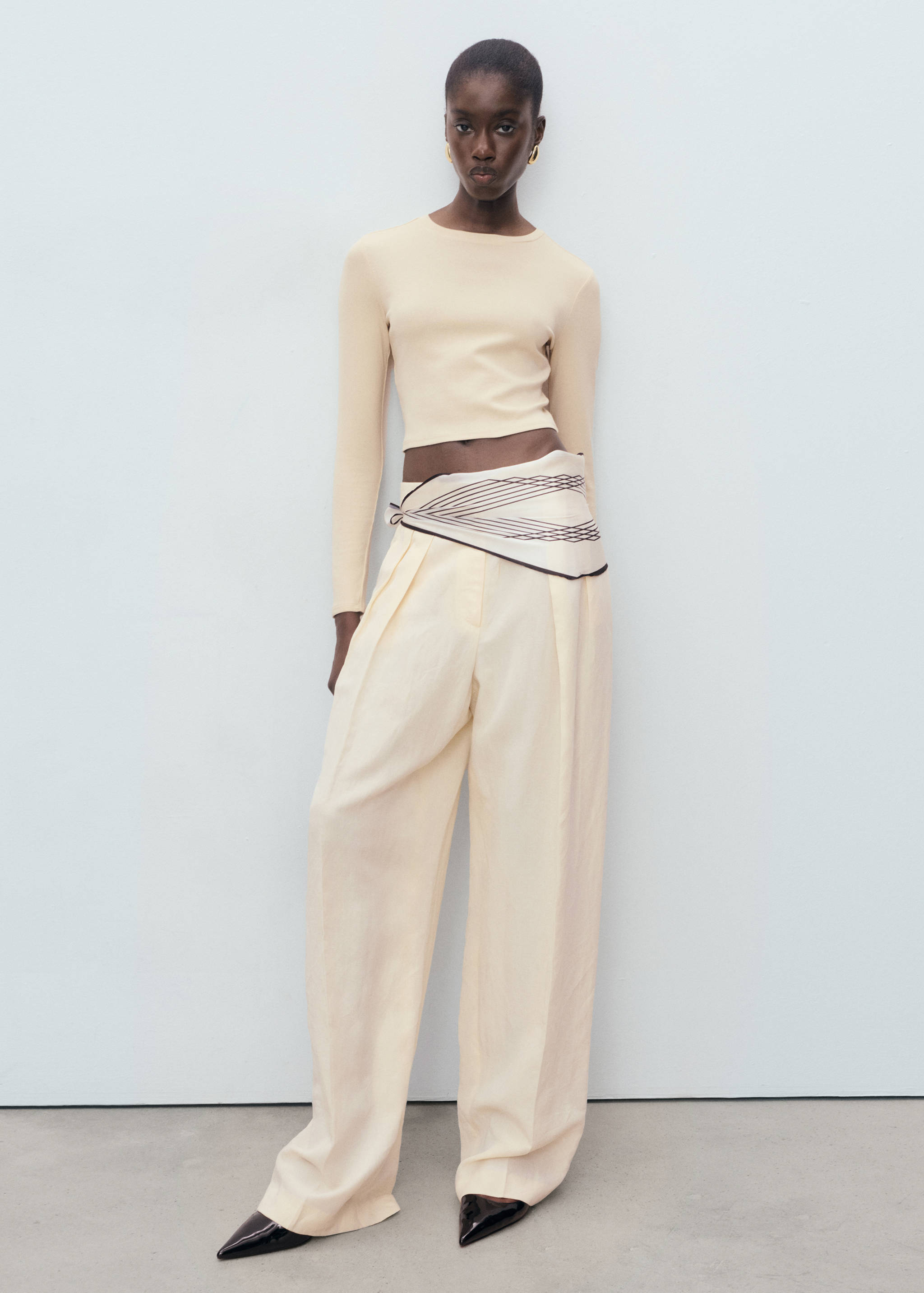 Long-sleeved cropped t-shirt - General plane