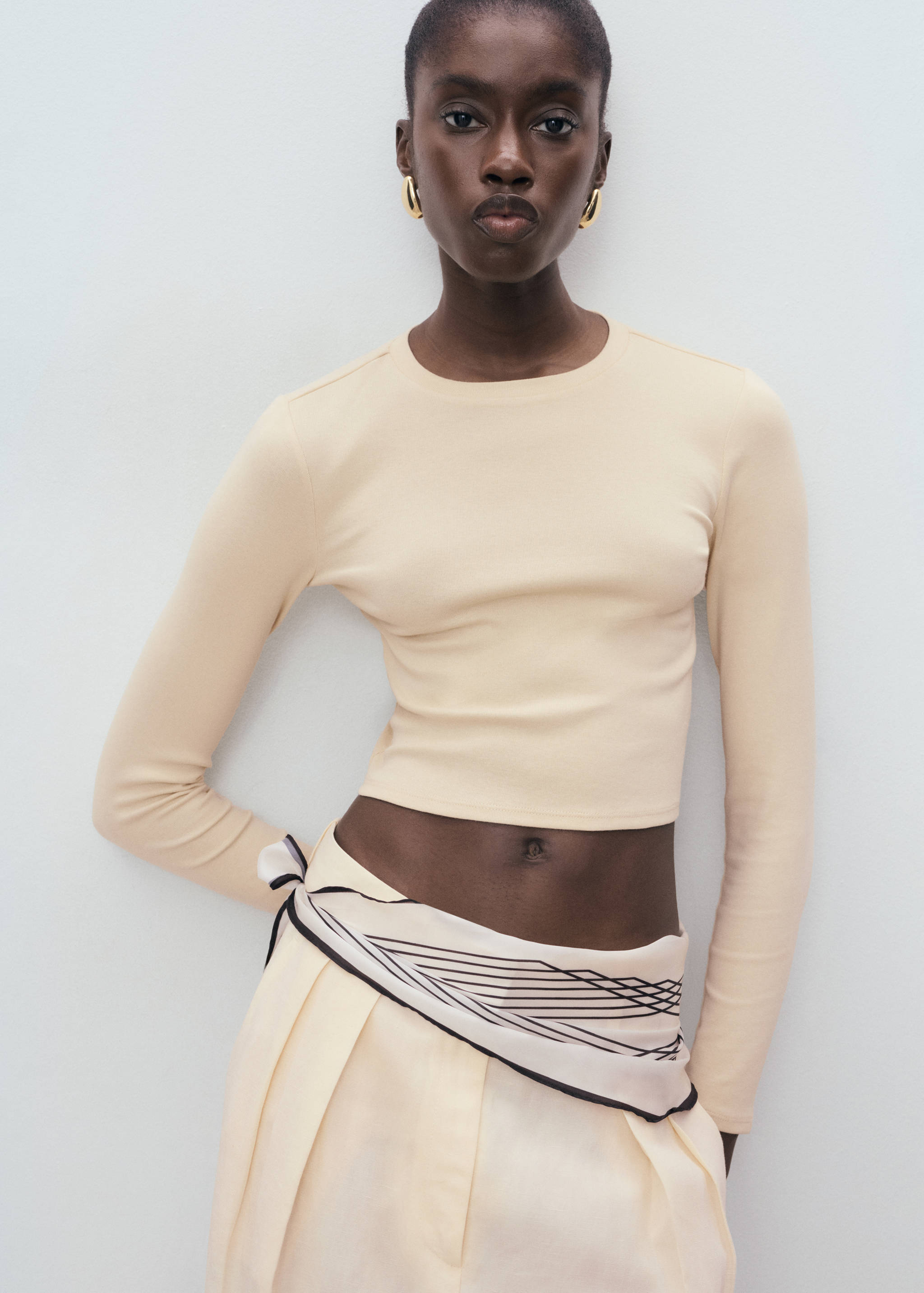 Long-sleeved cropped t-shirt - Medium plane