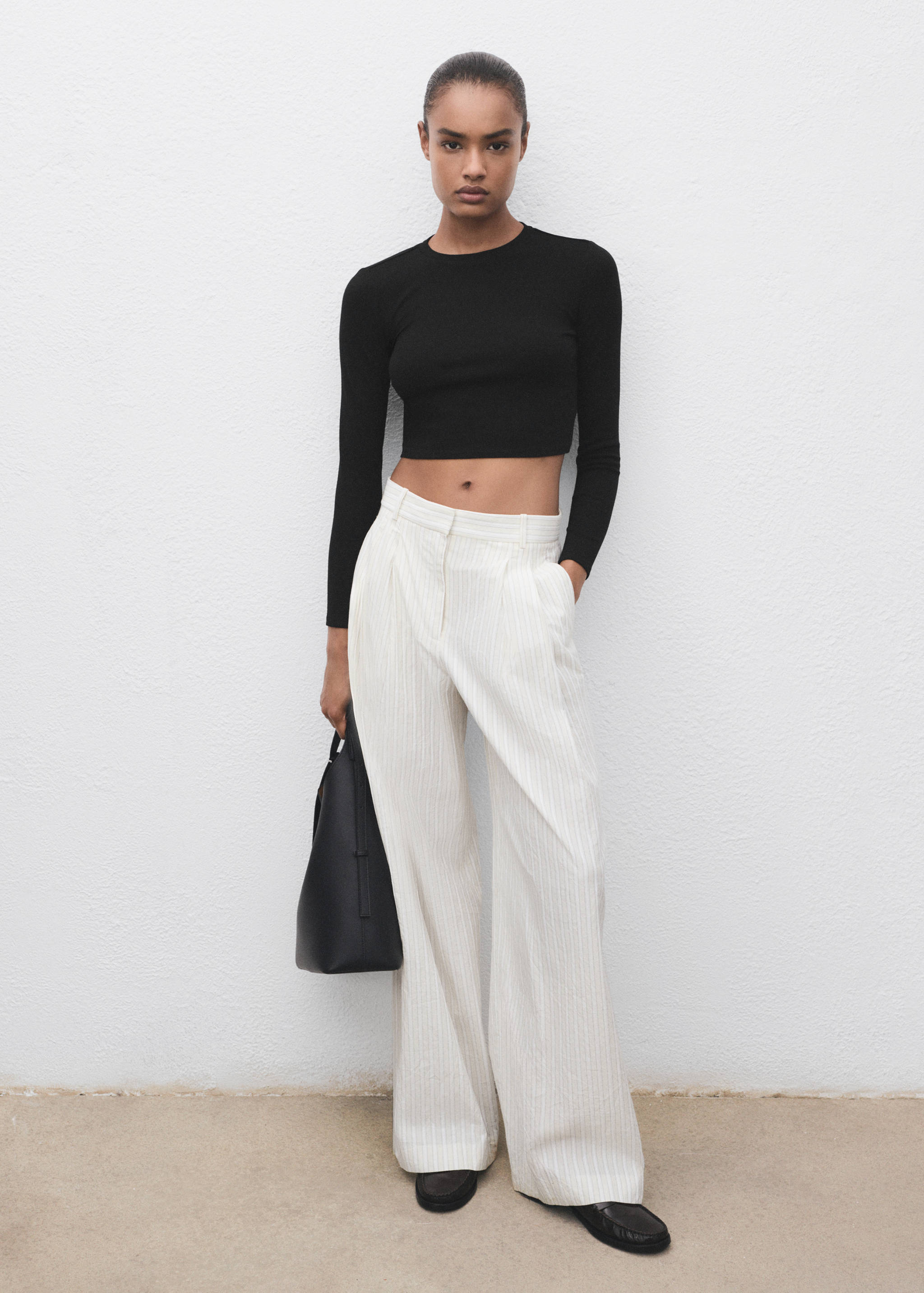 Long-sleeved cropped t-shirt - General plane