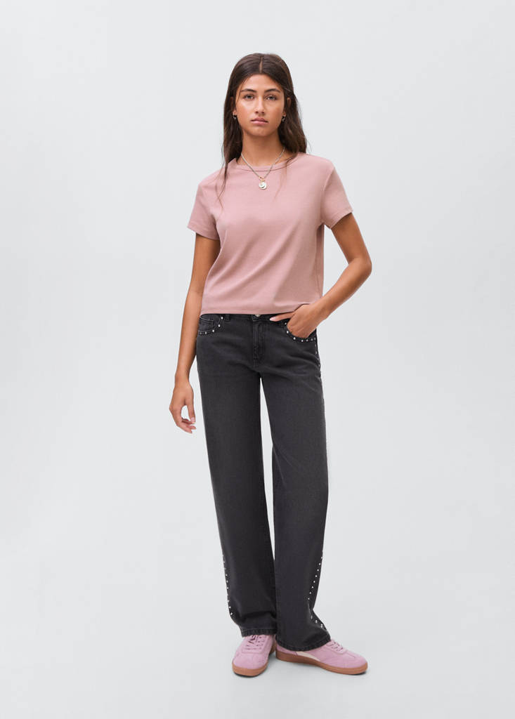Fitted cotton t-shirt — Pink