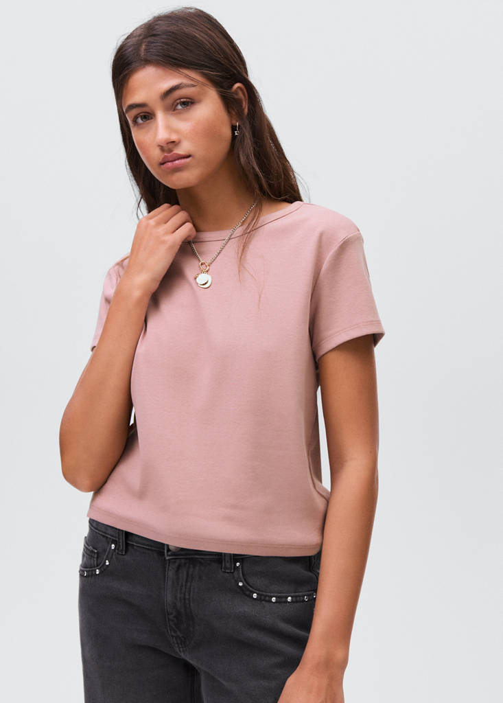 Fitted cotton t-shirt — Pink