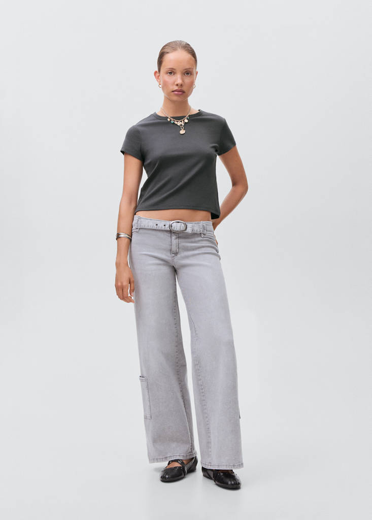 Fitted cotton t-shirt — Charcoal
