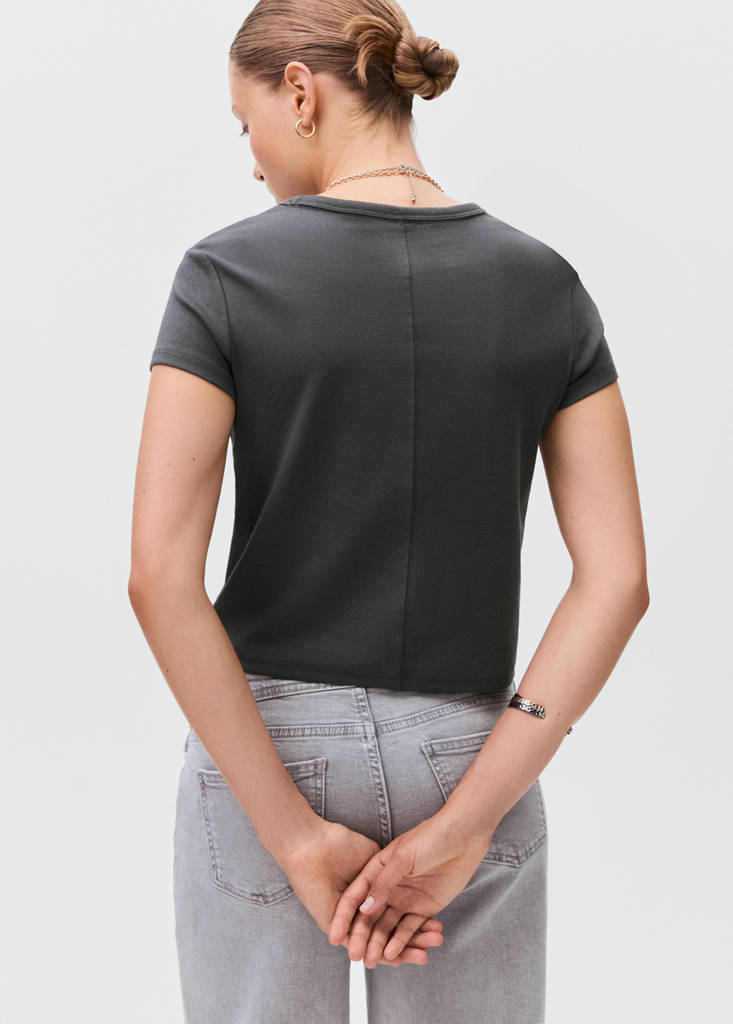 Fitted cotton t-shirt — Charcoal