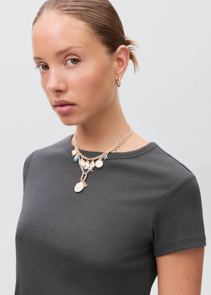 Fitted cotton t-shirt — Charcoal