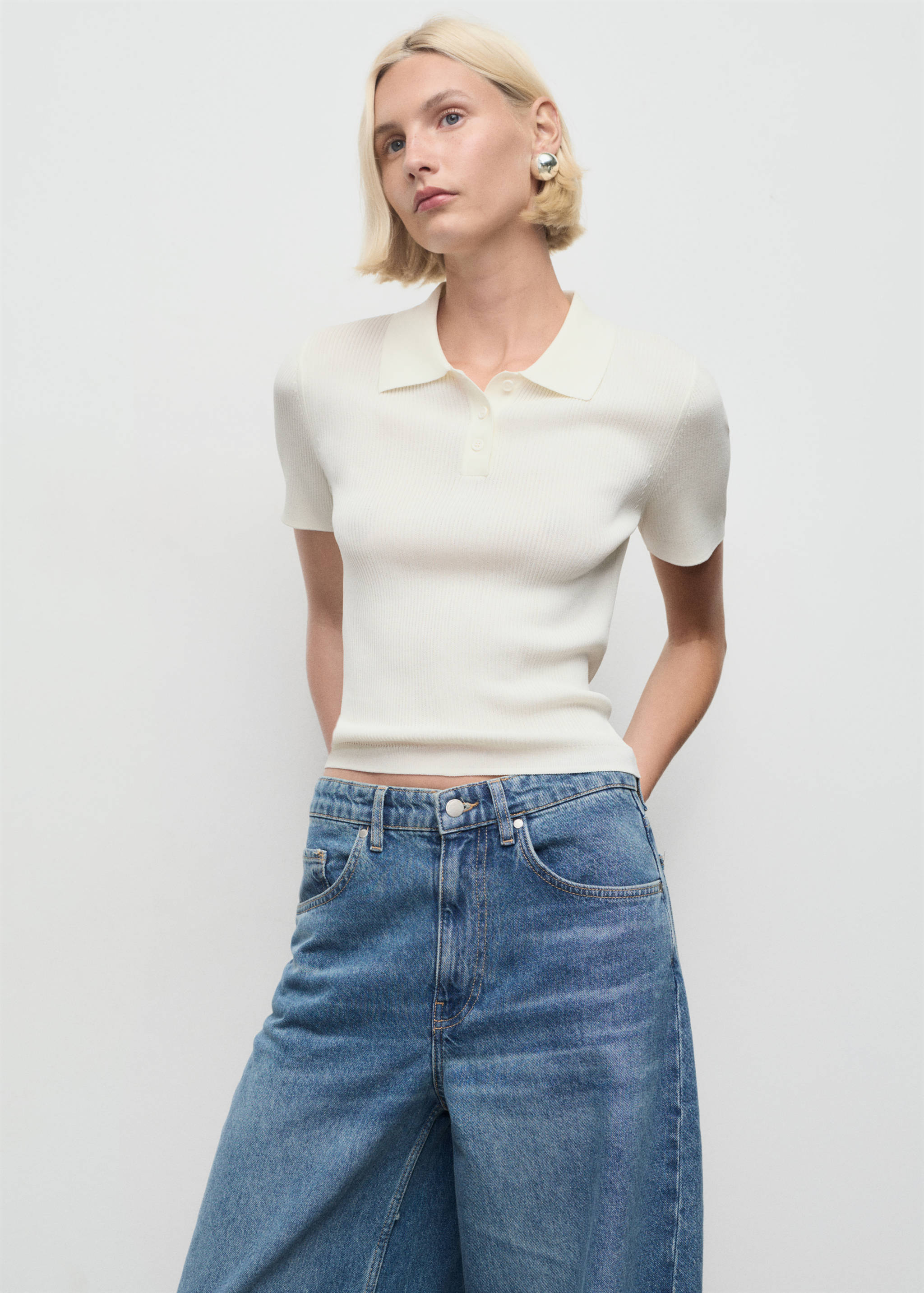 Calças de ganga abaloadas com cintura média - Pormenor do artigo 2