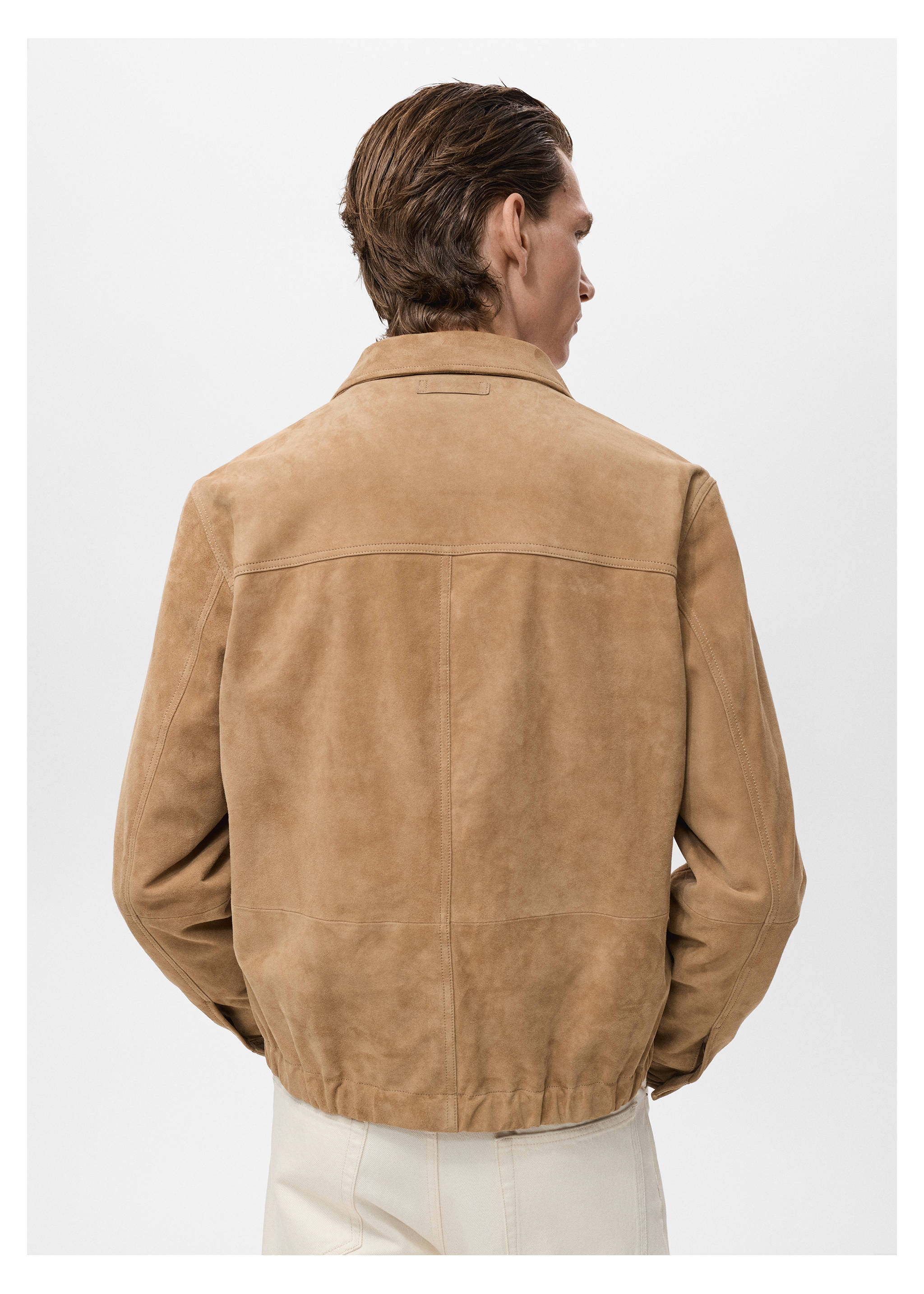 Куртка 100% замша с карманами - Обратная сторона изделия, Коричневый средний. Ref: 17035140-00.