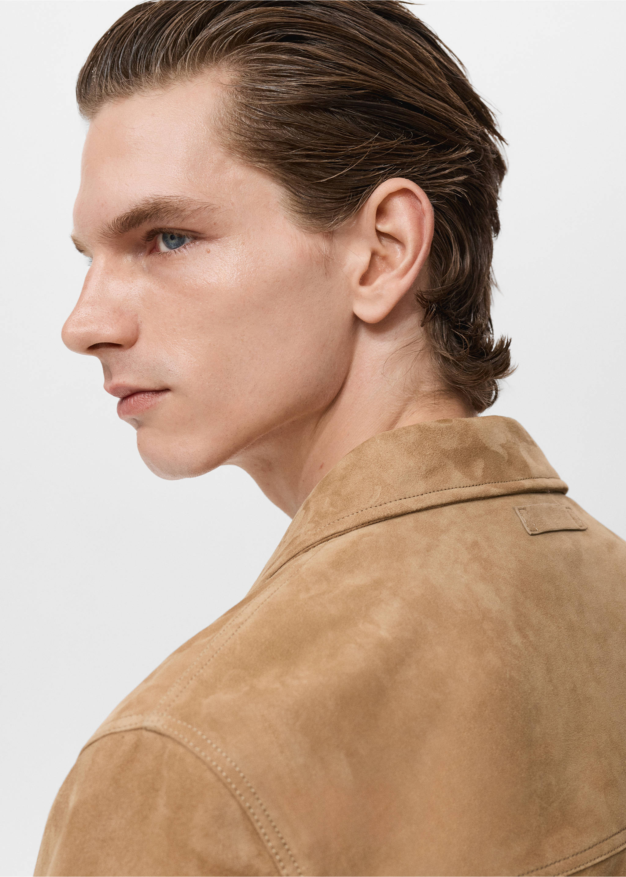 Куртка 100% замша с карманами - Деталь изделия 1, Коричневый средний. Ref: 17035140-00.