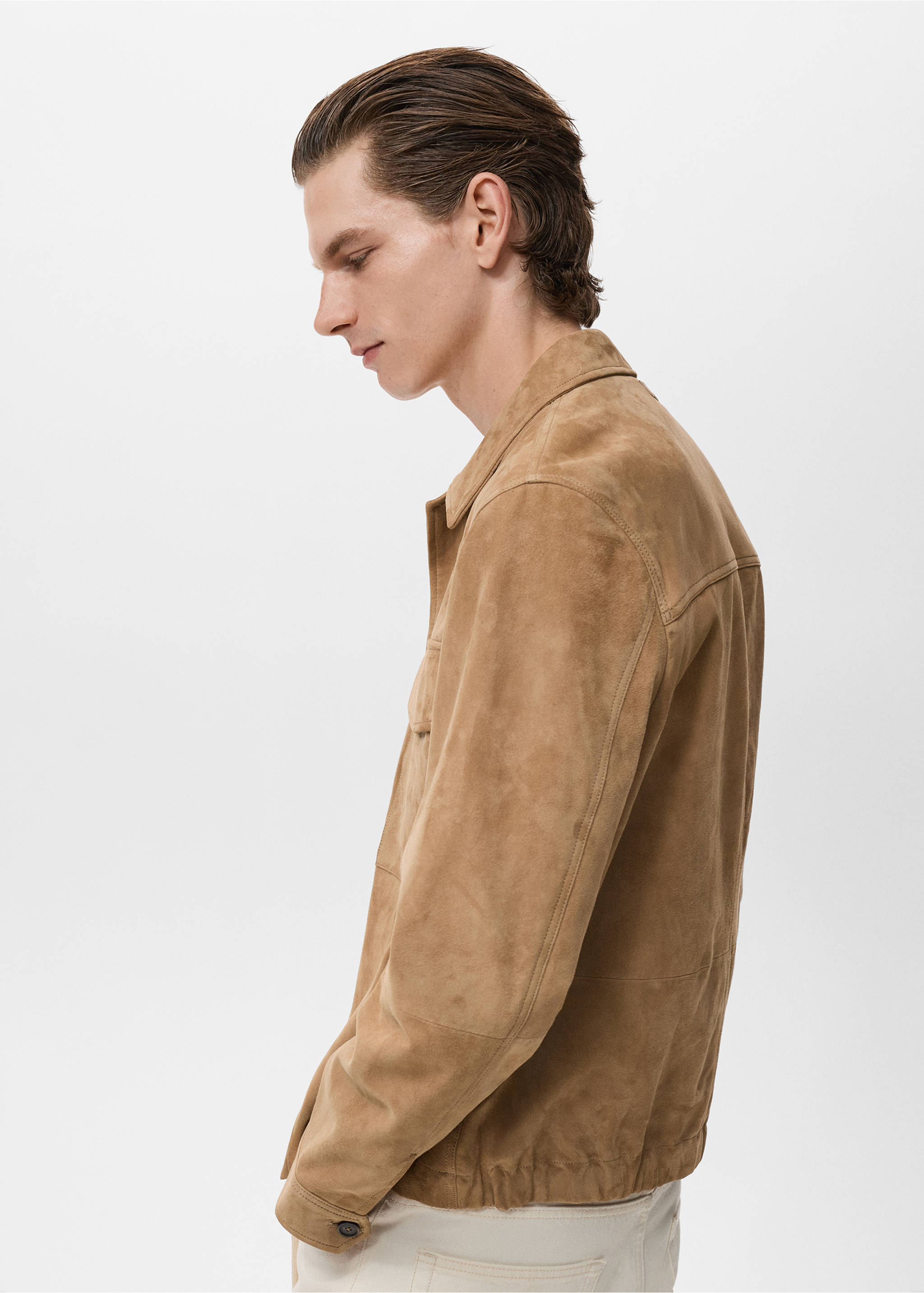 Куртка 100% замша с карманами - Деталь изделия 2, Коричневый средний. Ref: 17035140-00.