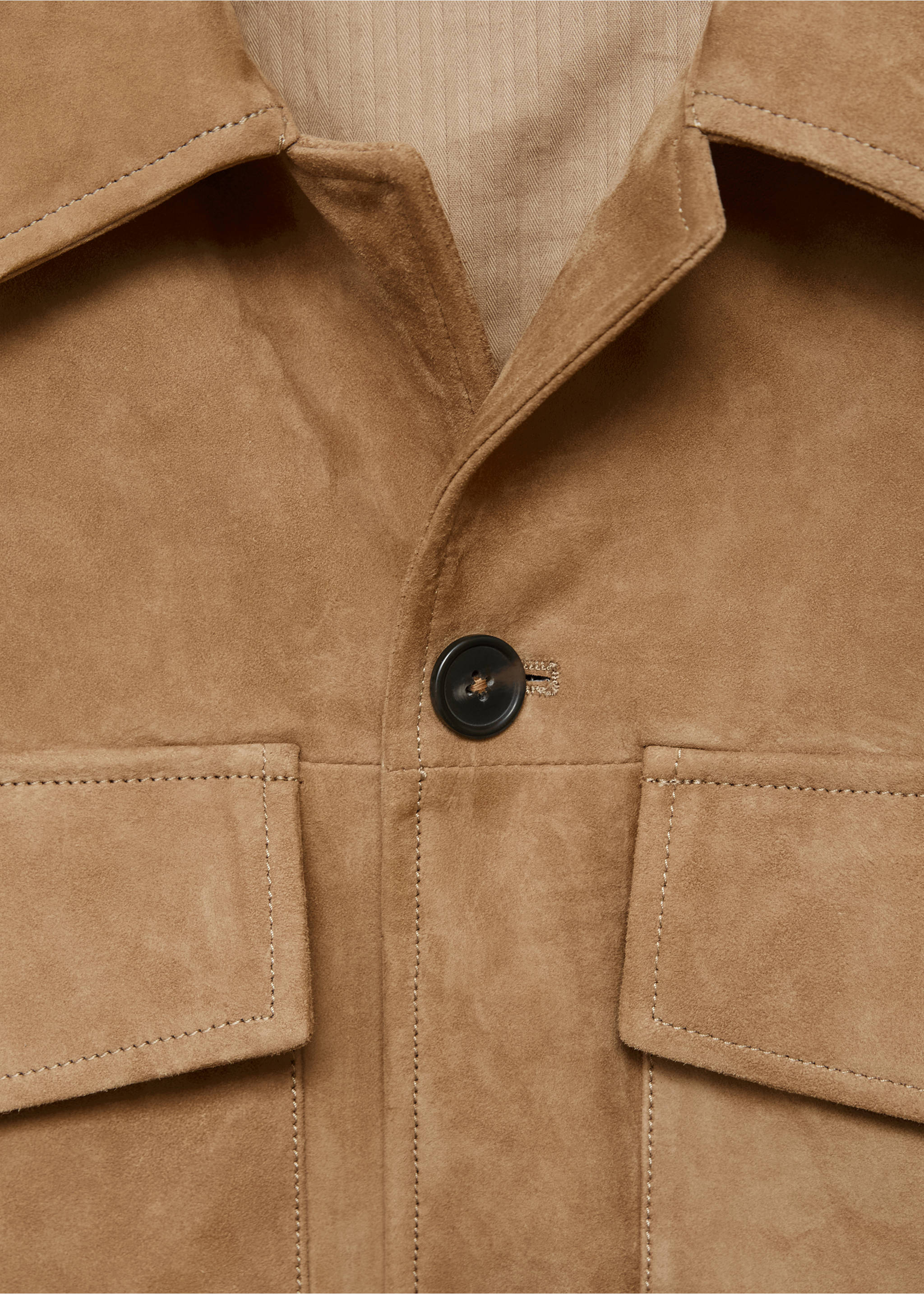 Куртка 100% замша с карманами - Деталь изделия 8, Коричневый средний. Ref: 17035140-00.