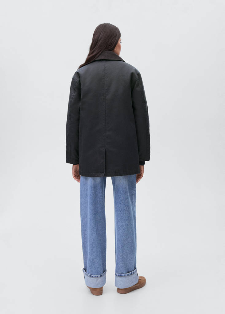 Waxed-effect parka — Navy