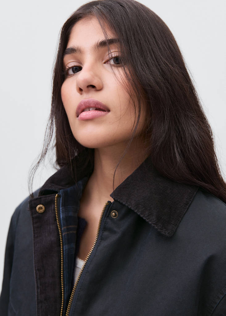 Waxed-effect parka — Navy