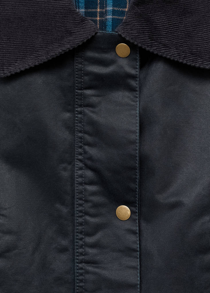 Waxed-effect parka — Navy