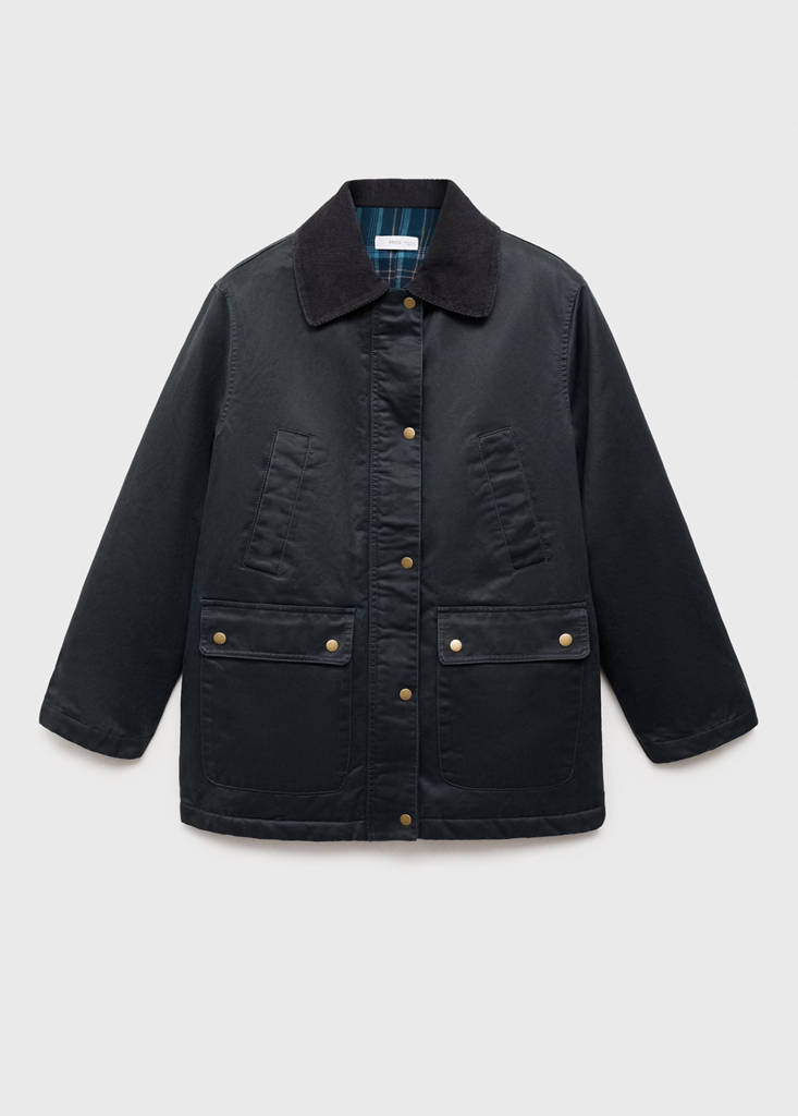 Waxed-effect parka — Navy