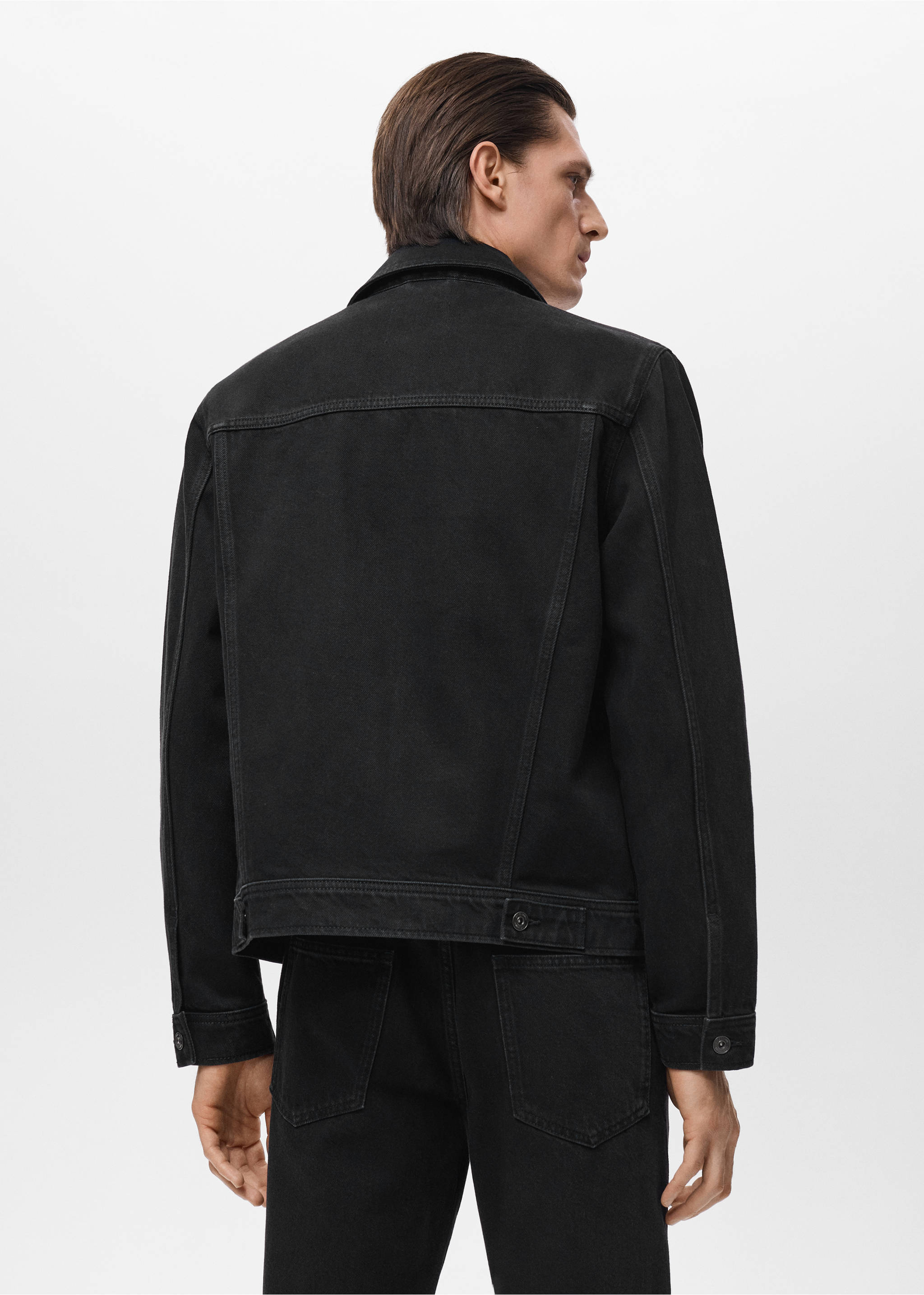 Blouson en jean poche - Verso de l’article, Black denim. Ref: 17035143-00.