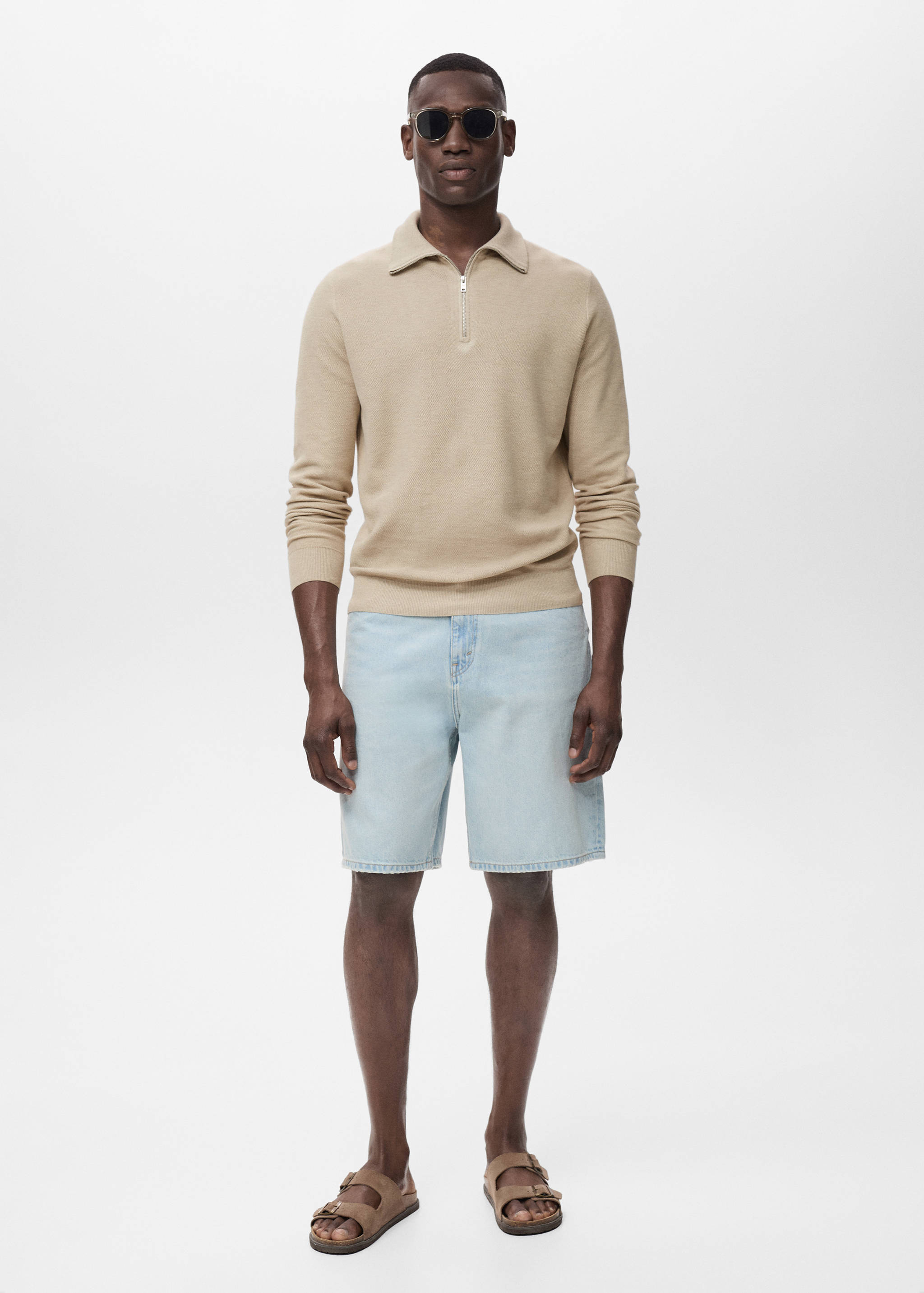 Pull-over microstructure col zippé - Plan général