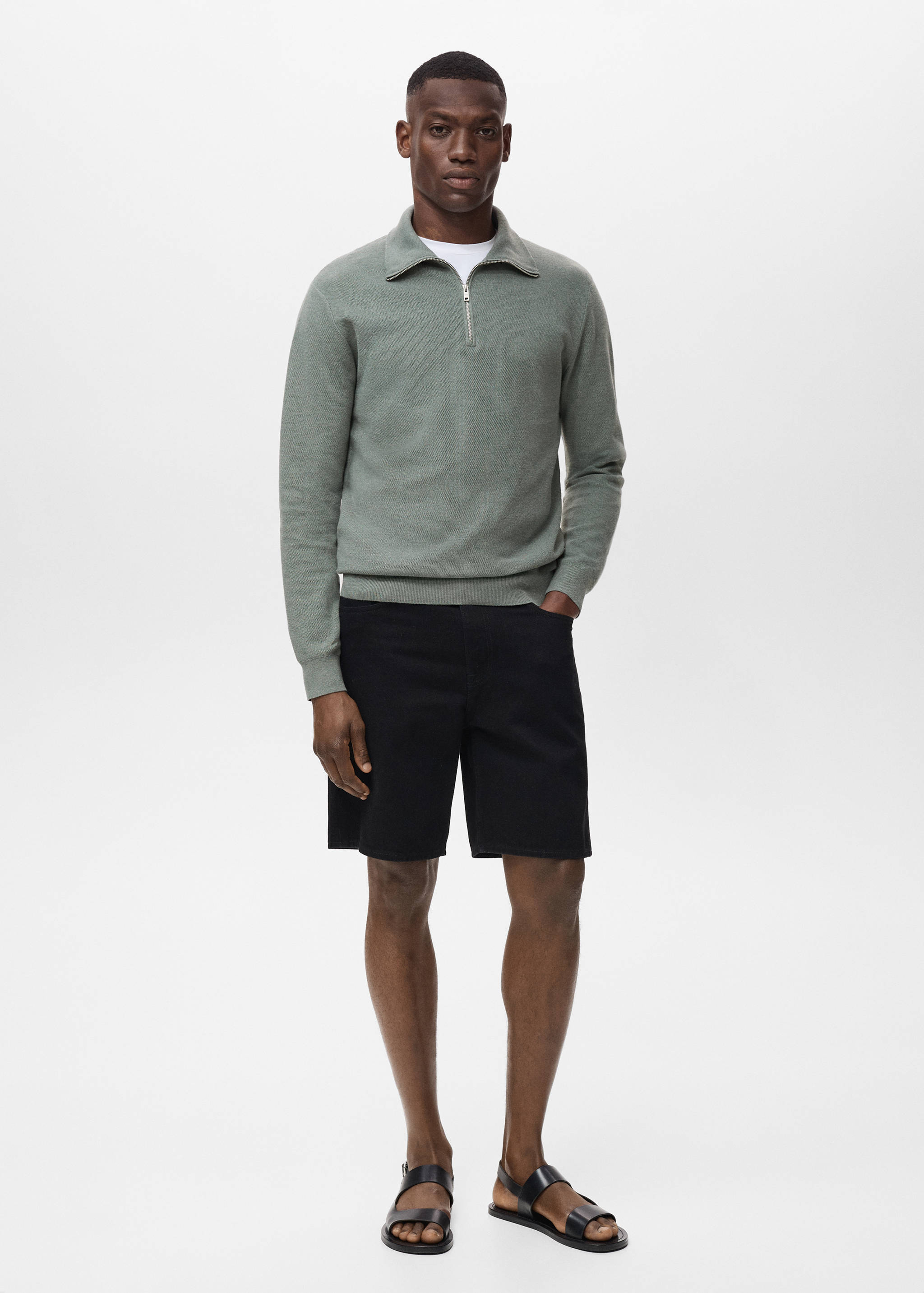 Pull-over microstructure col zippé - Plan général