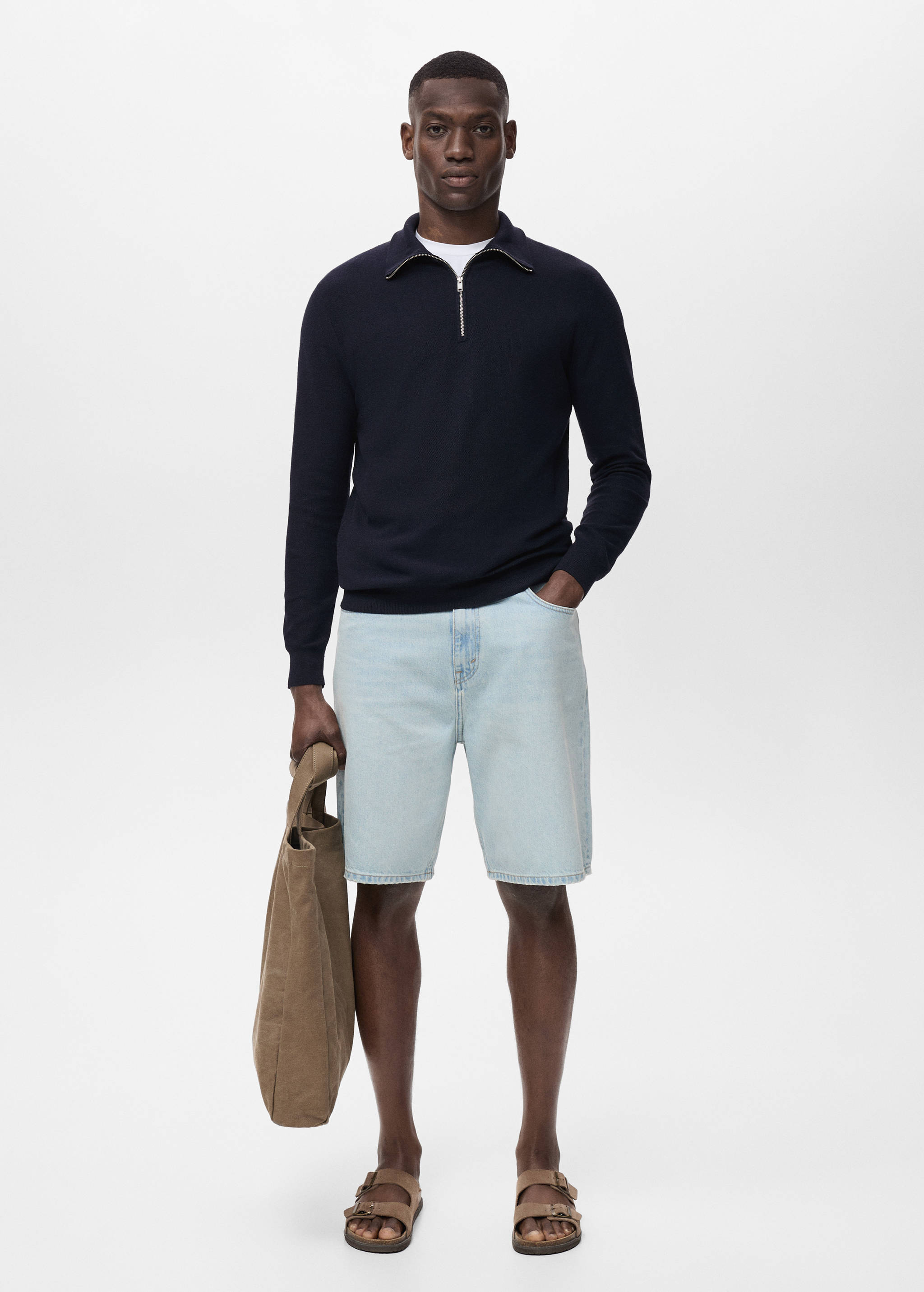 Pull-over microstructure col zippé - Plan général