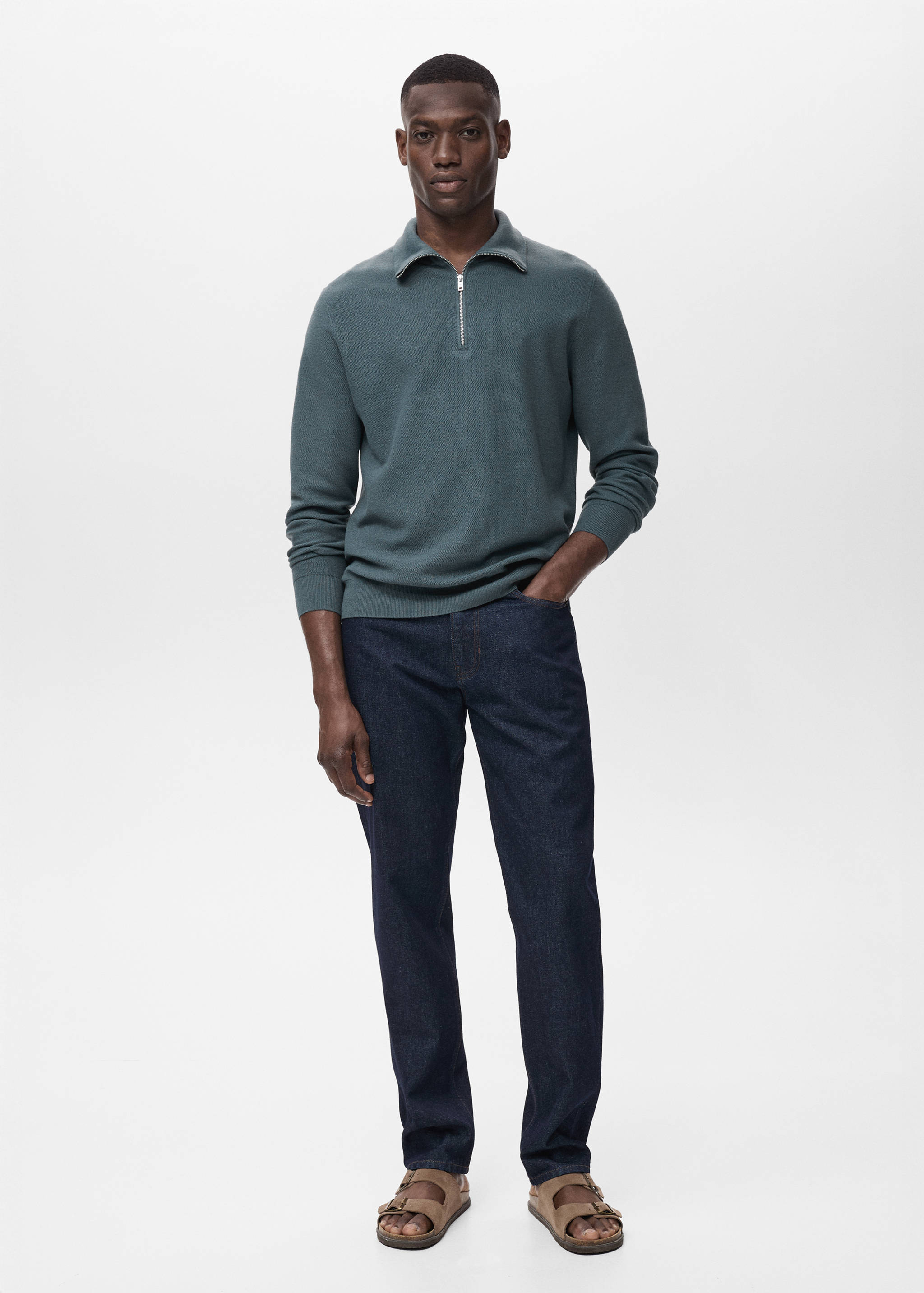 Pull-over microstructure col zippé - Plan général