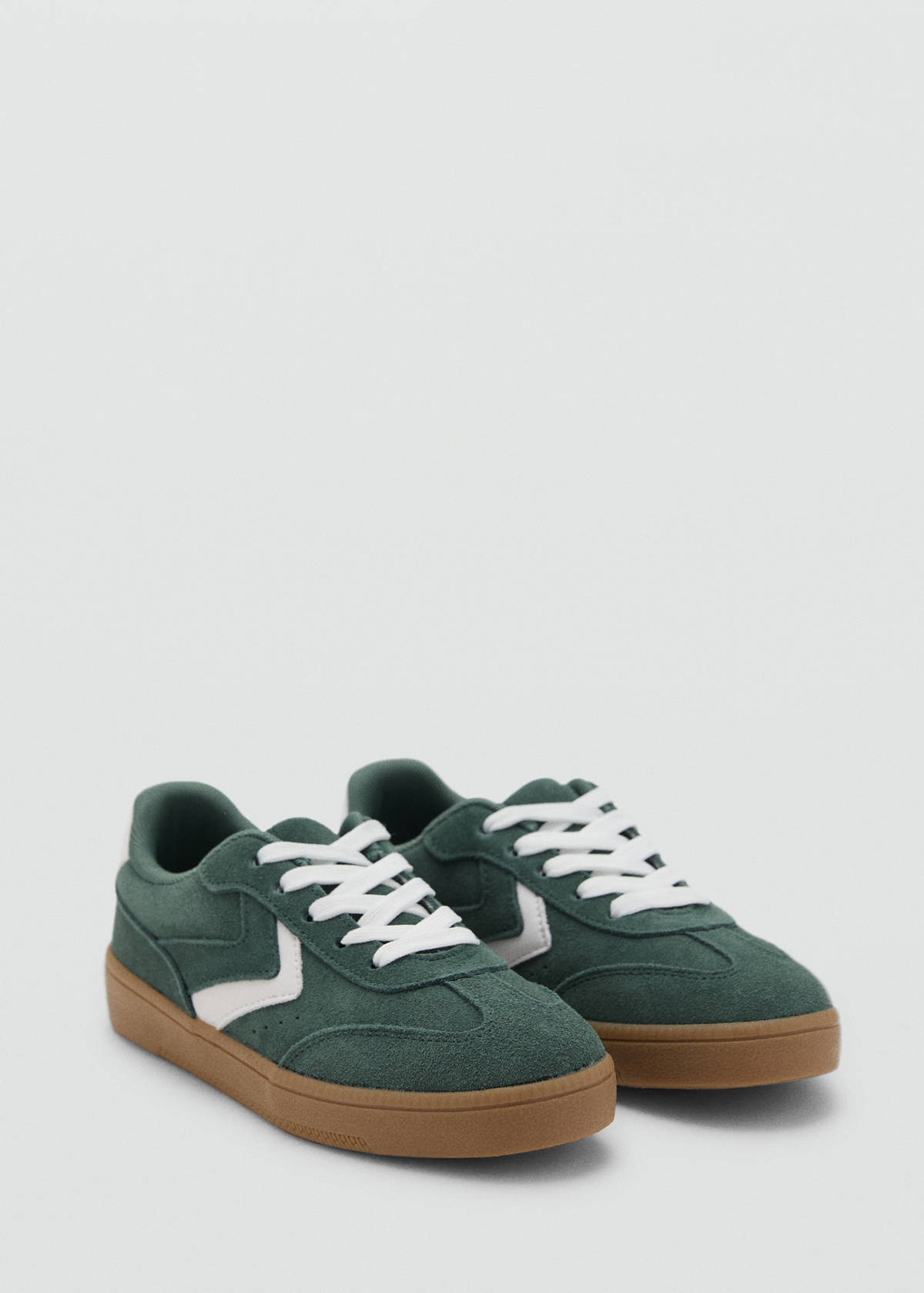 Combined leather trainers — Dark Green
