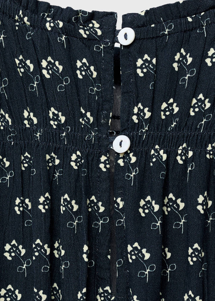 Floral puff-sleeve dress — Navy