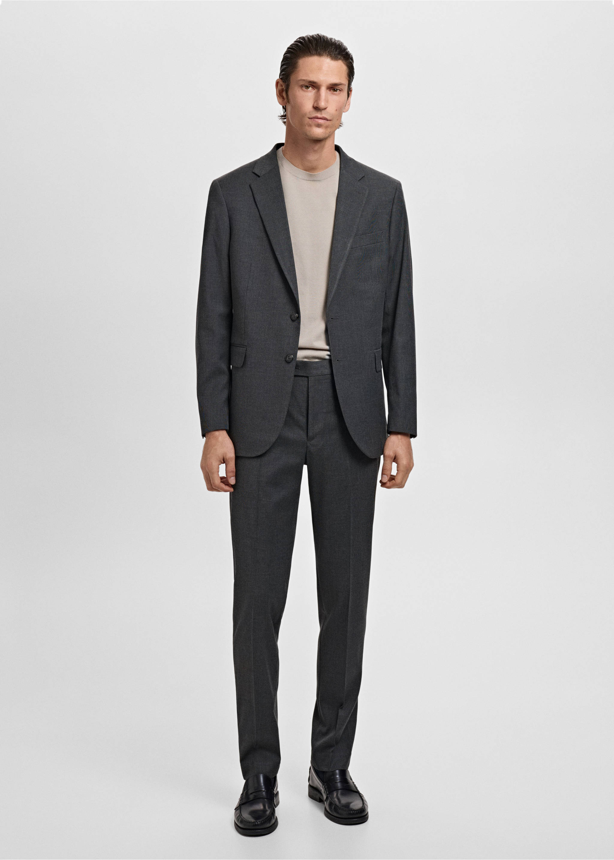 Milan slim-fit suit trousers - General plane, Dark Heather Grey. Ref: 17035153-00.