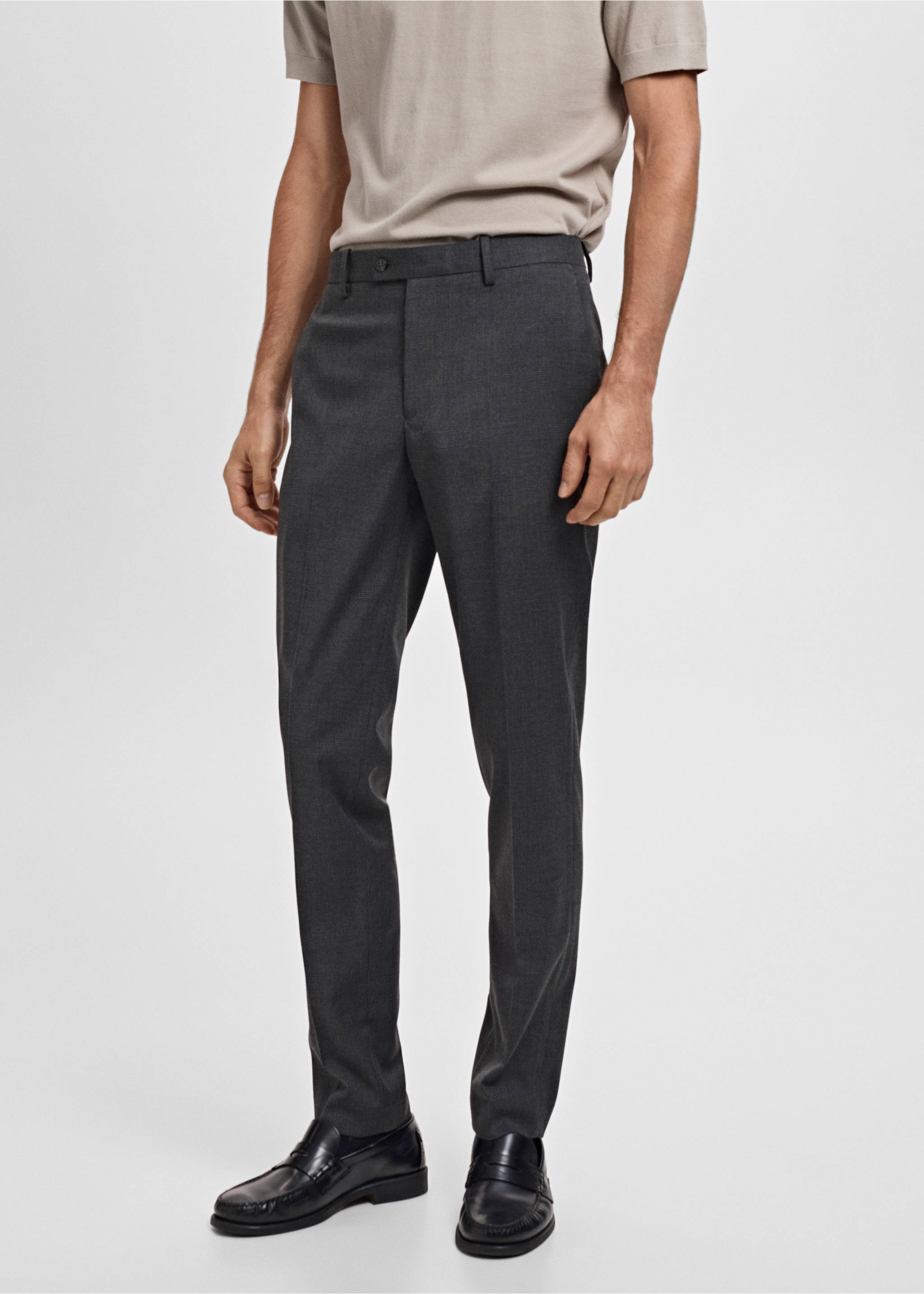 Milan slim-fit suit trousers - Medium plane, Dark Heather Grey. Ref: 17035153-00.