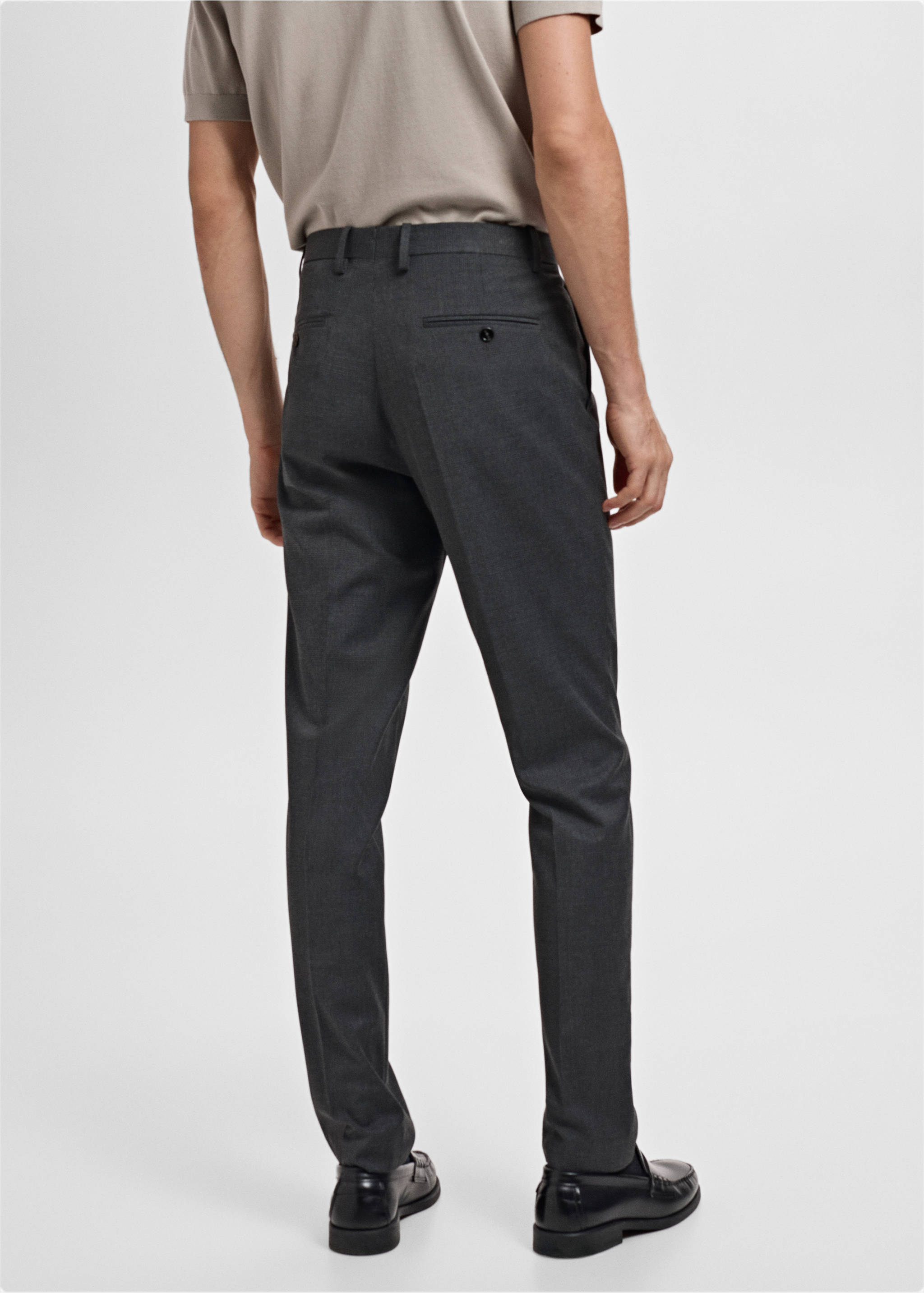 Milan slim-fit suit trousers - Reverse of the article, Dark Heather Grey. Ref: 17035153-00.