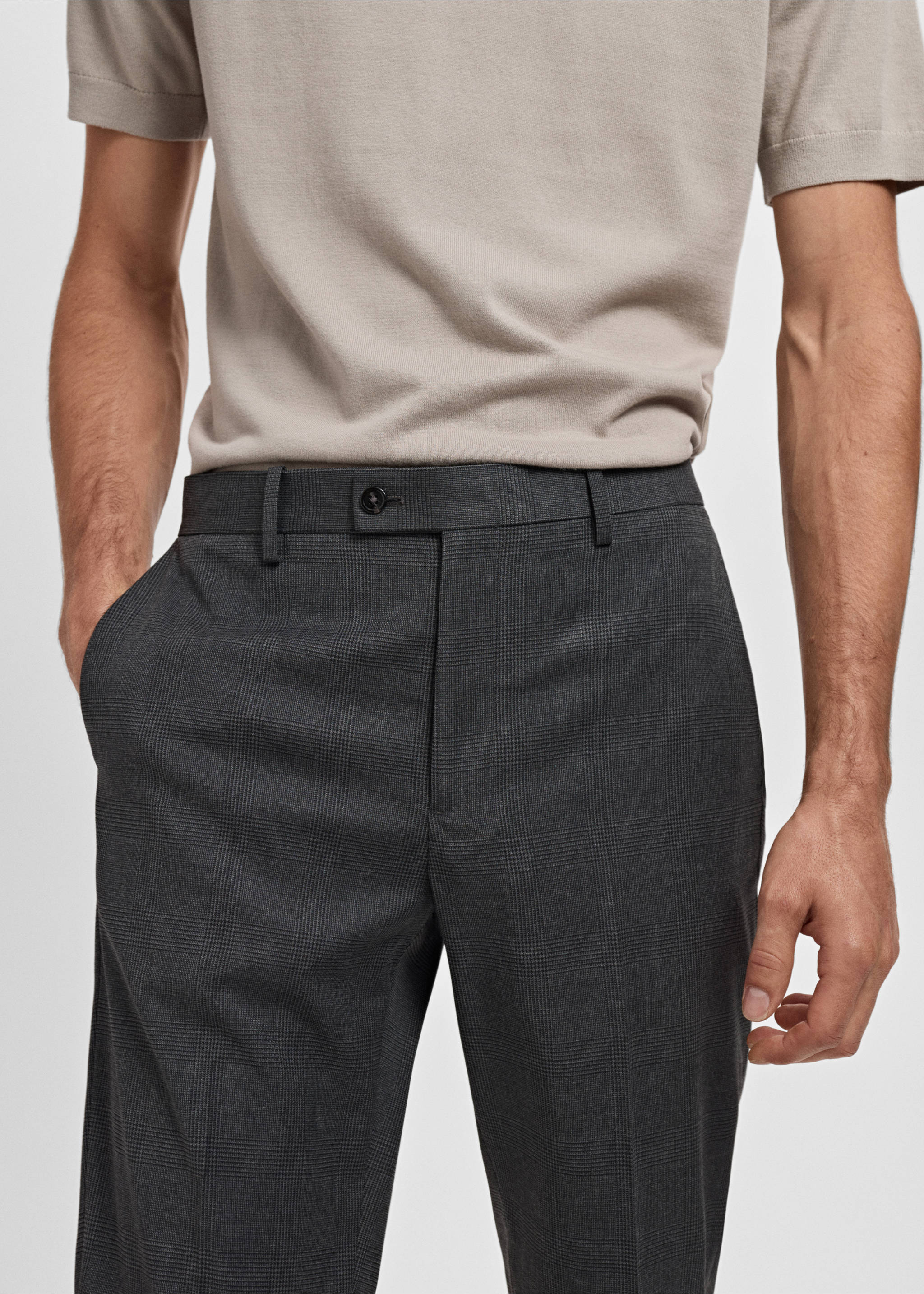 Milan slim-fit suit trousers - Details of the article 1, Dark Heather Grey. Ref: 17035153-00.