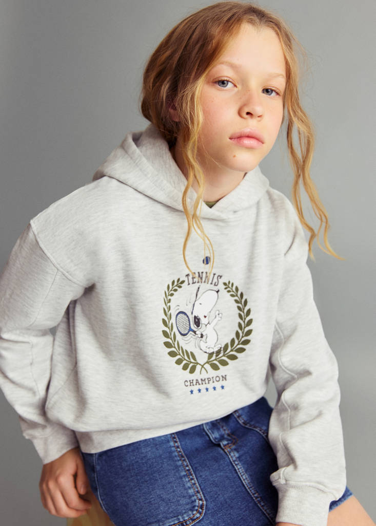Snoopy-print sweatshirt — Light Heather Grey