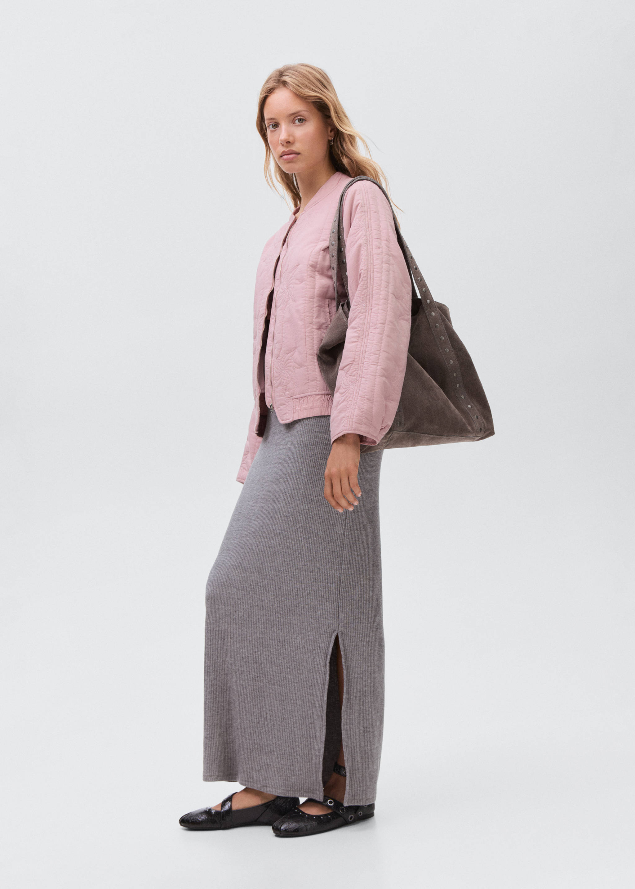 Embroidered quilted jacket - General plane