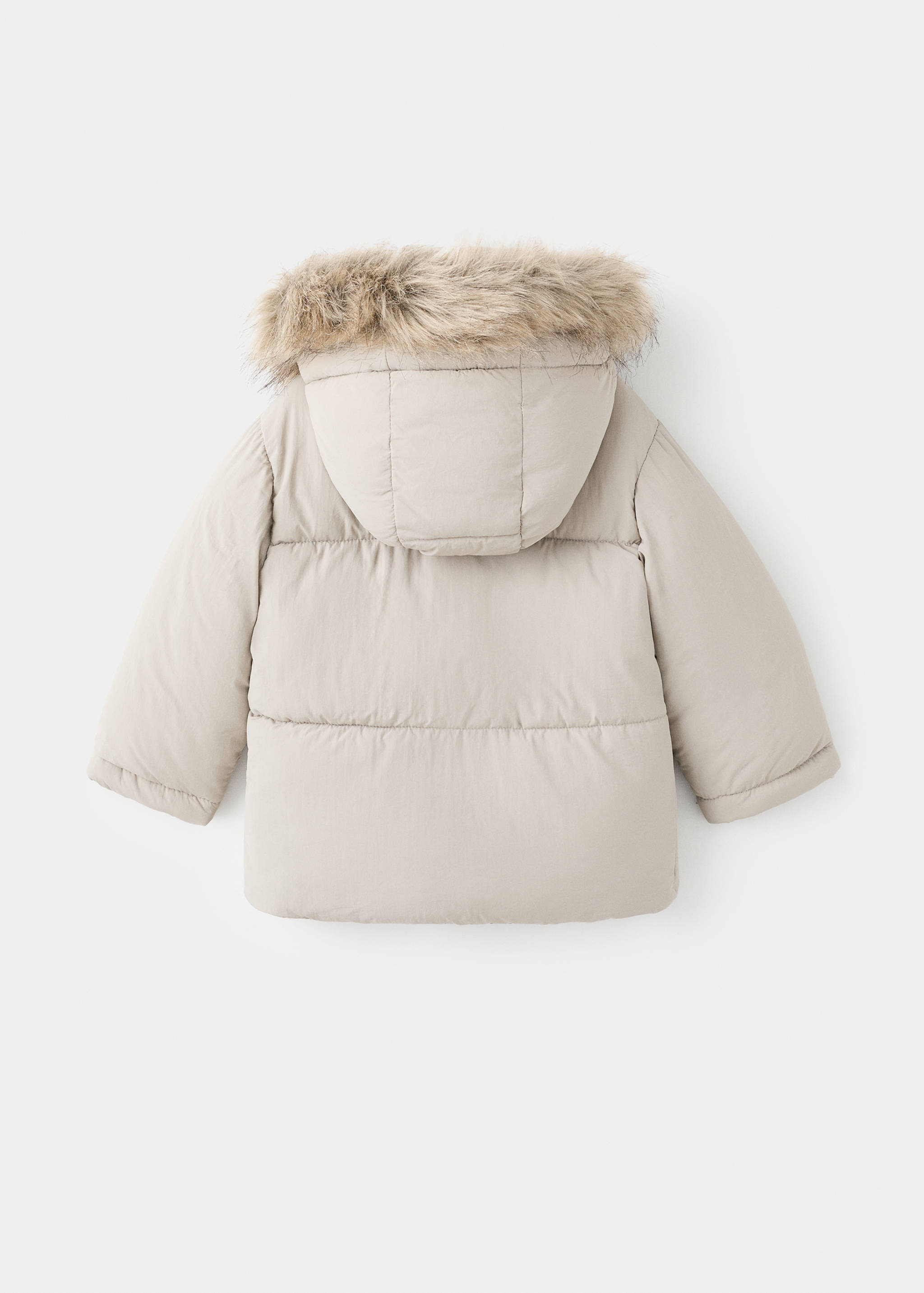 Puffer coat with fur-effect hood - Reverse of the article
