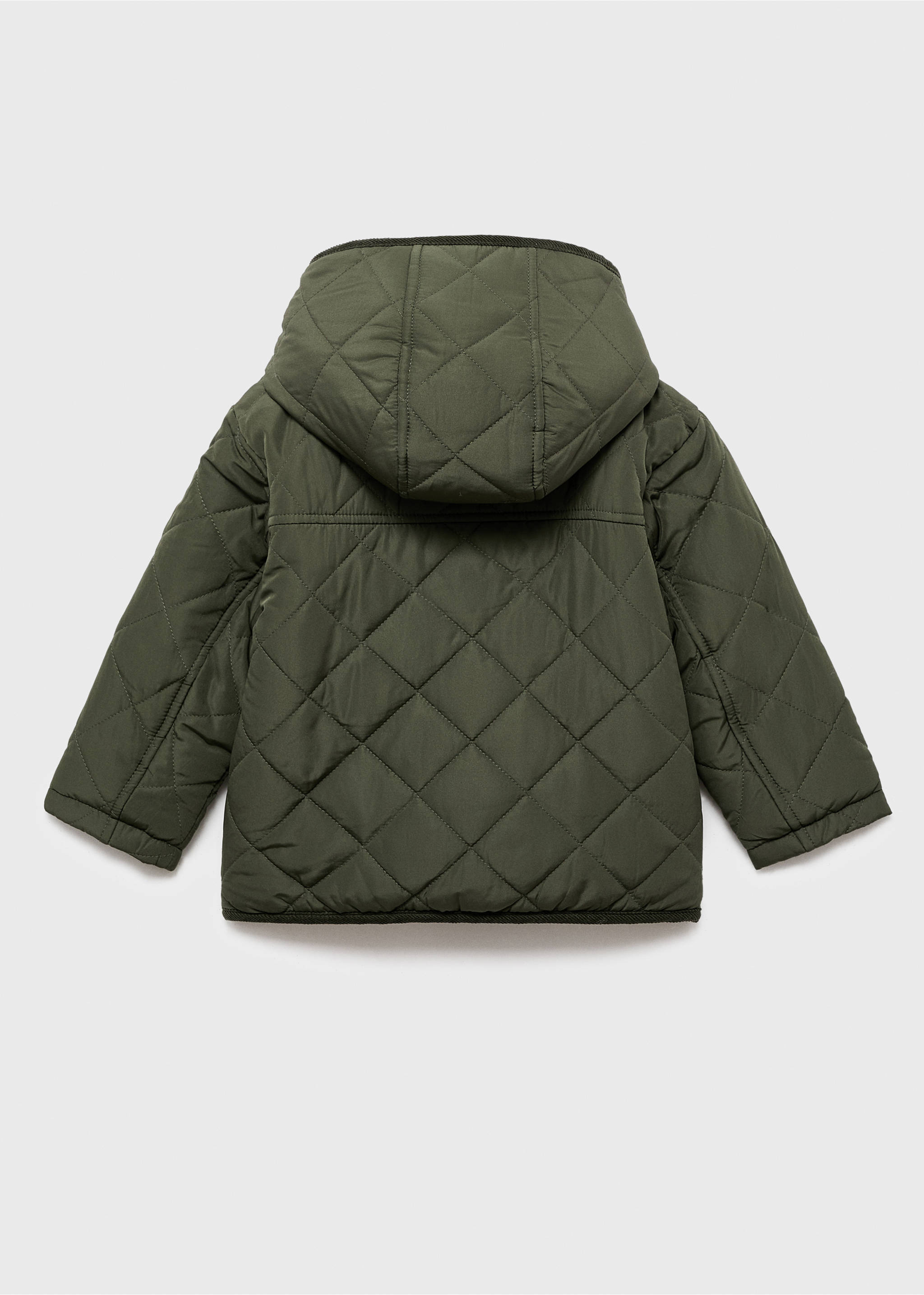 Fur-effect quilted coat - Reverse of the article, Khaki. Ref: 17035789-00.