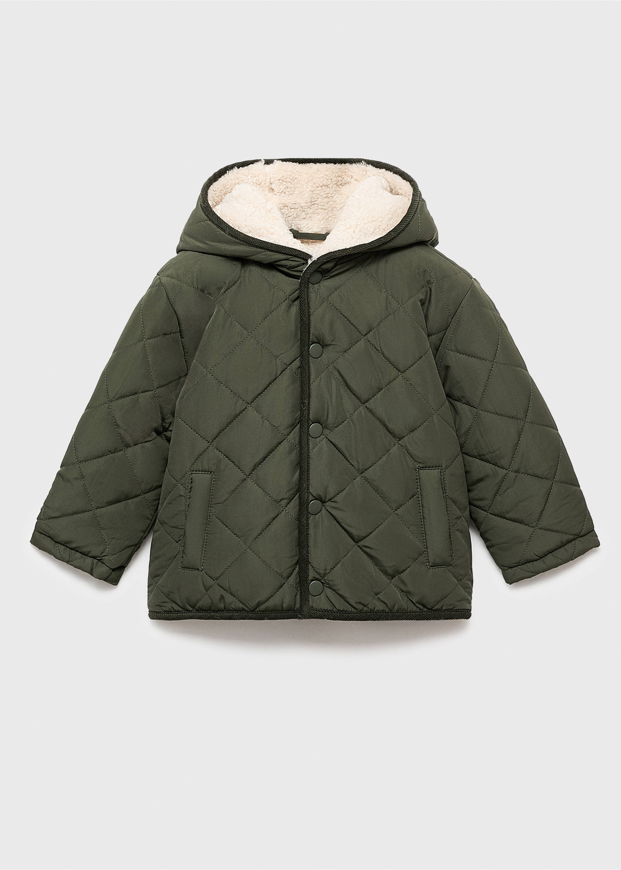 Fur-effect quilted coat - Article without model, Khaki. Ref: 17035789-00.