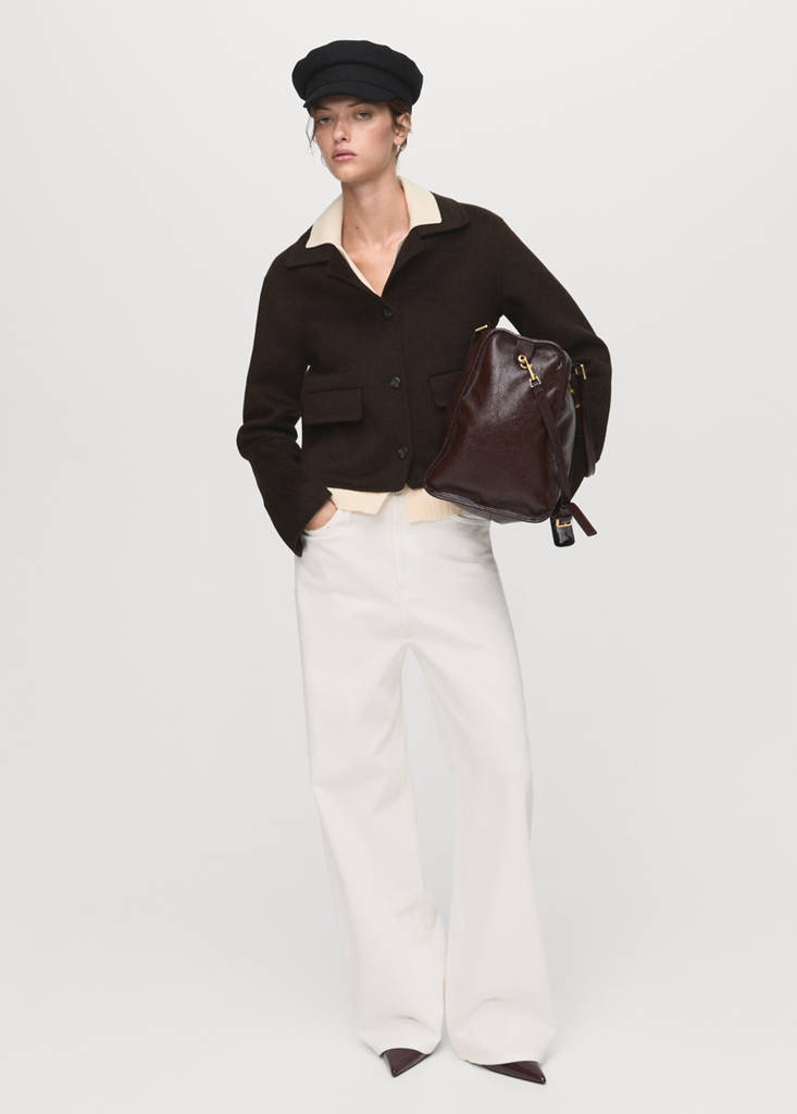 Wool jacket with buttons — Coffee