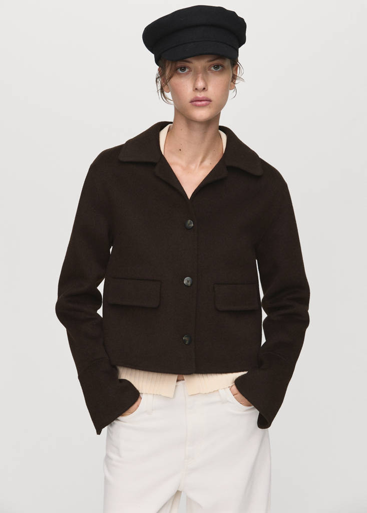Wool jacket with buttons — Coffee