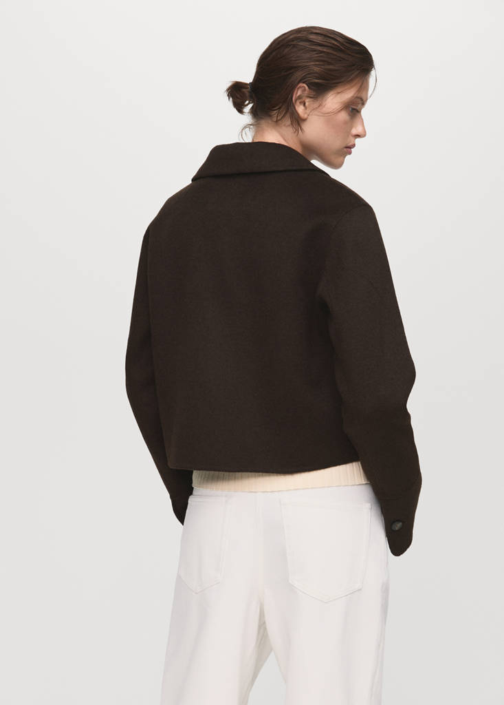 Wool jacket with buttons — Coffee
