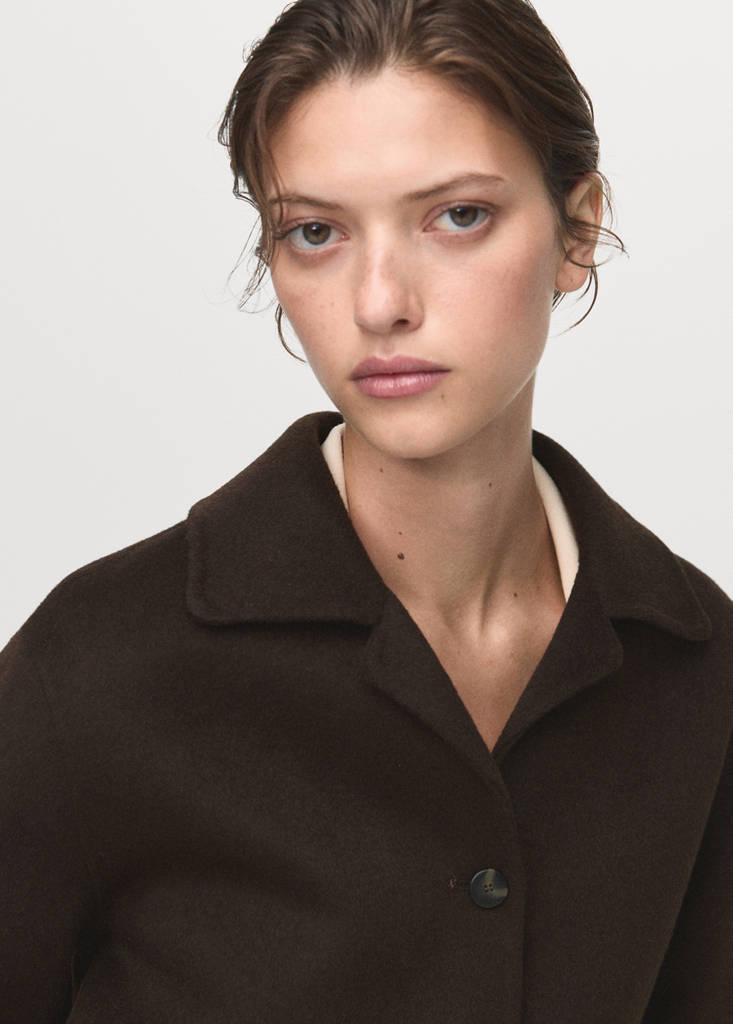 Wool jacket with buttons — Coffee