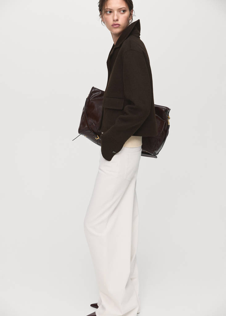 Wool jacket with buttons — Coffee