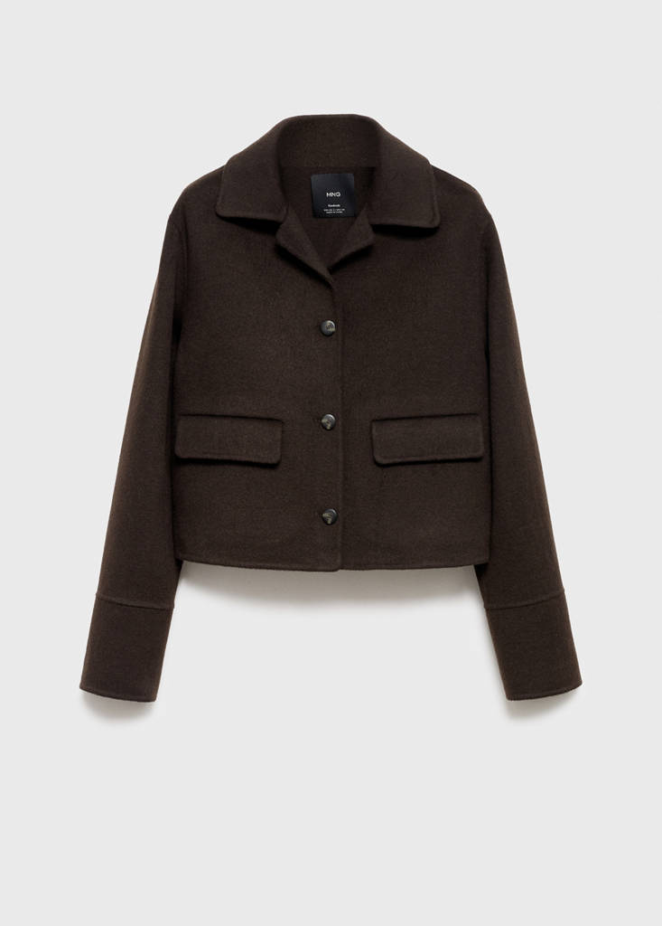 Wool jacket with buttons — Coffee