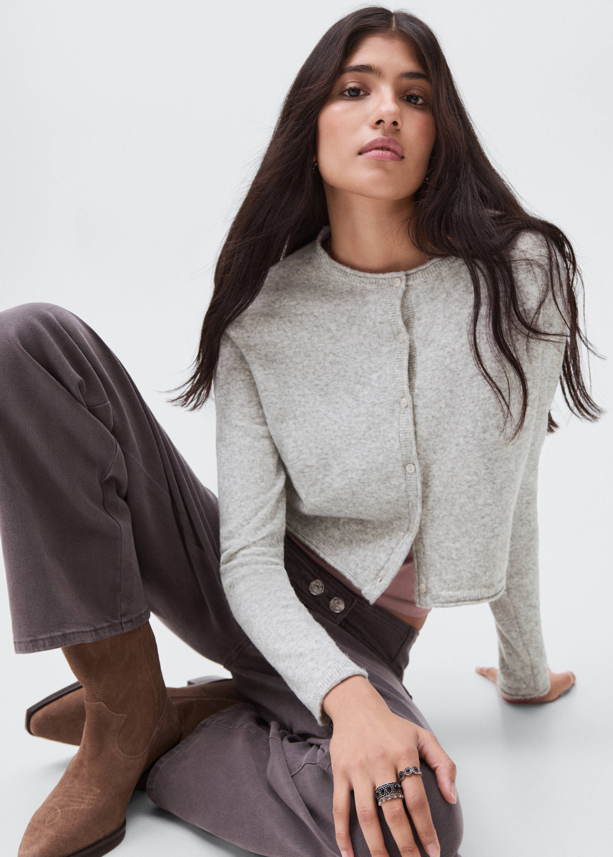 Укороченный кардиган с пуговицами - Деталь изделия 2