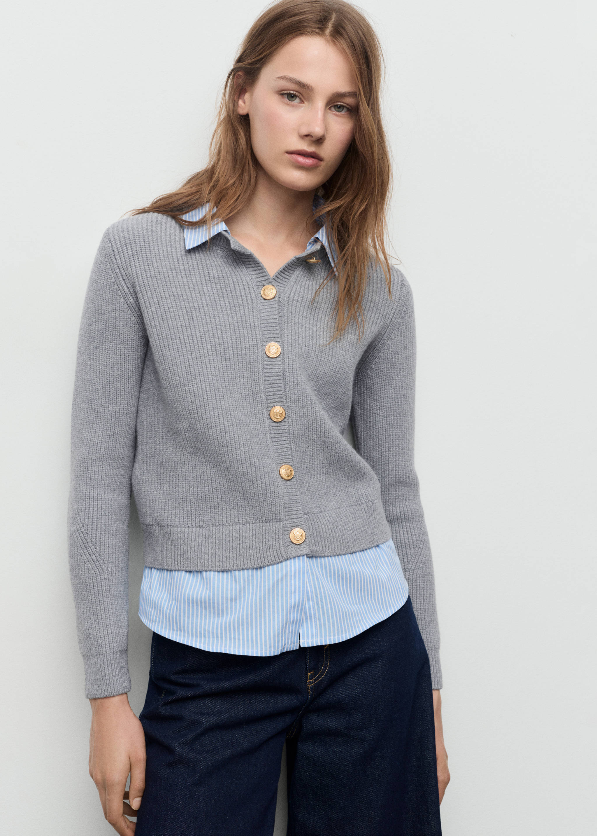 Combined knitted cardigan - Medium plane